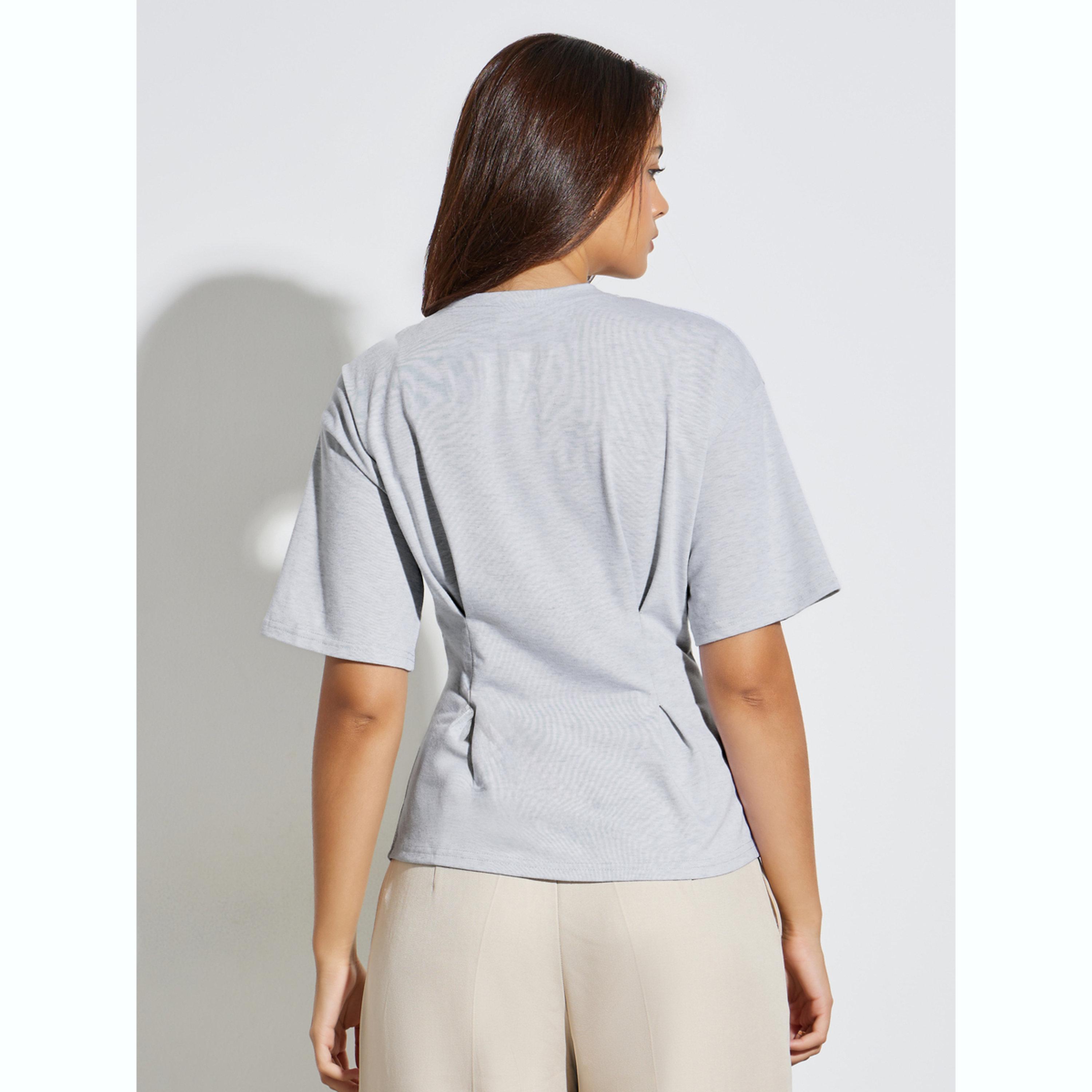 تيشيرت سادة بكسرات عند الخصر-women-clothing-shirtsandblouses-blouses-image-4