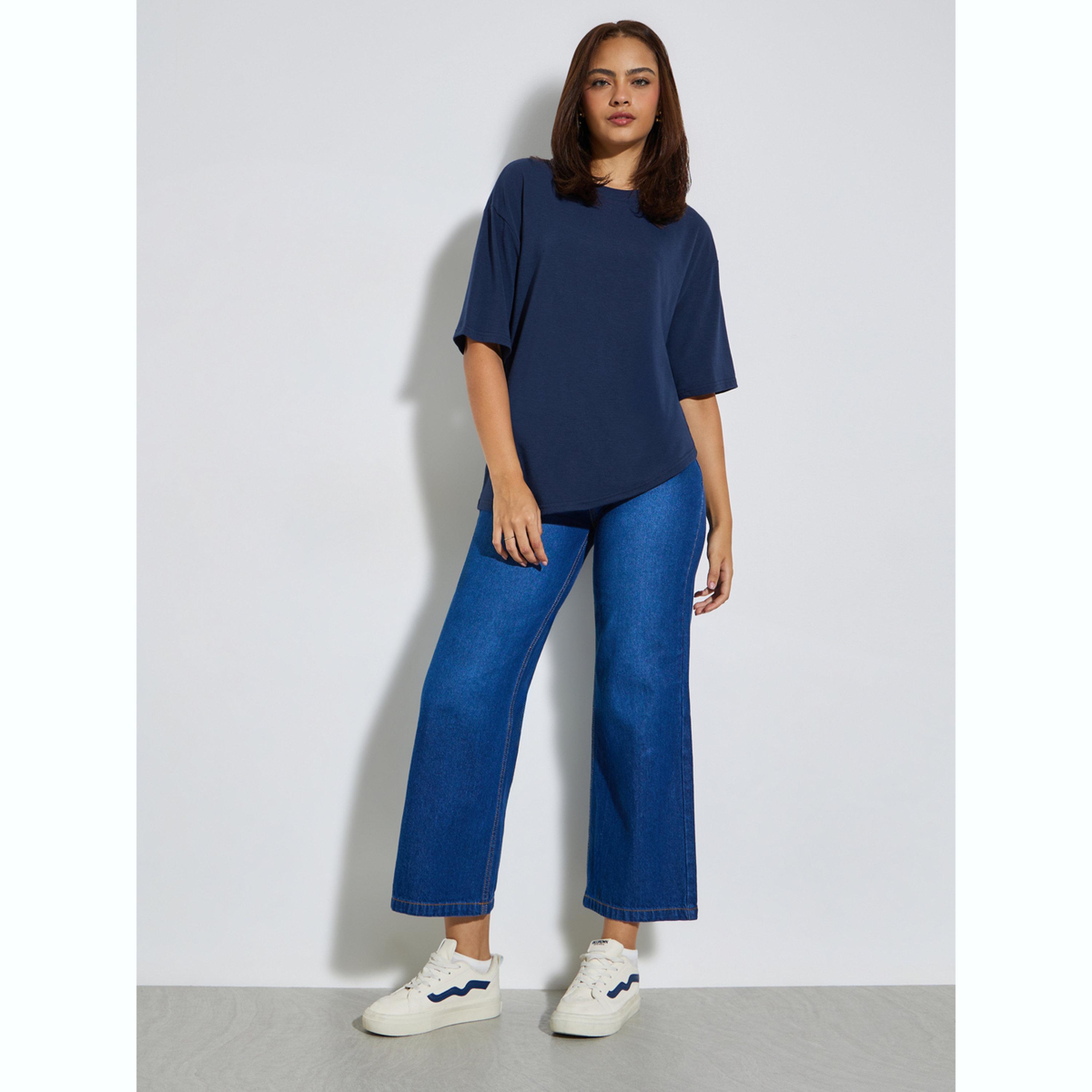 تيشيرت بقصة فضفاضة بحافة غير متماثلة-women-clothing-tshirts-image-2