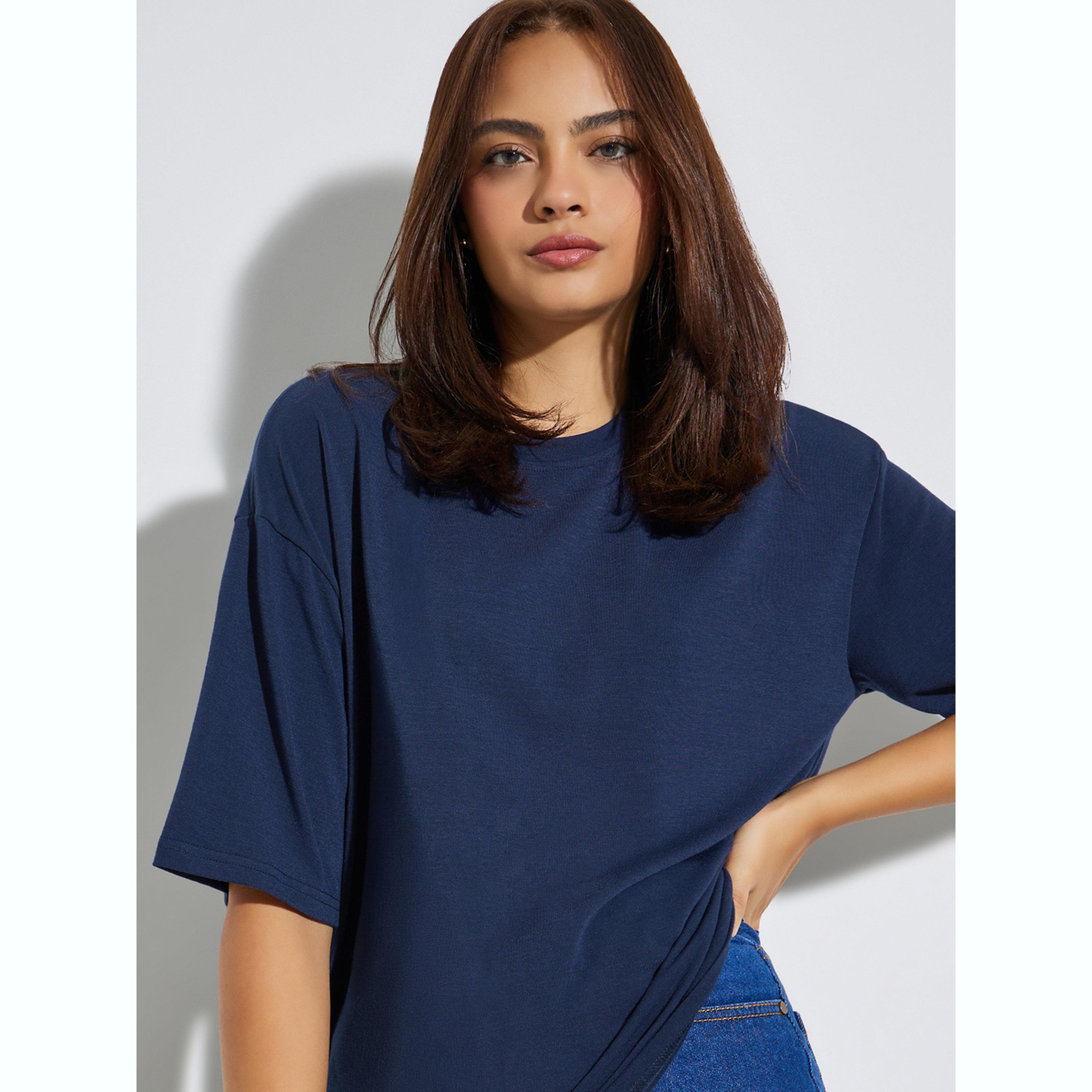 تيشيرت بقصة فضفاضة بحافة غير متماثلة-women-clothing-tshirts-image-4