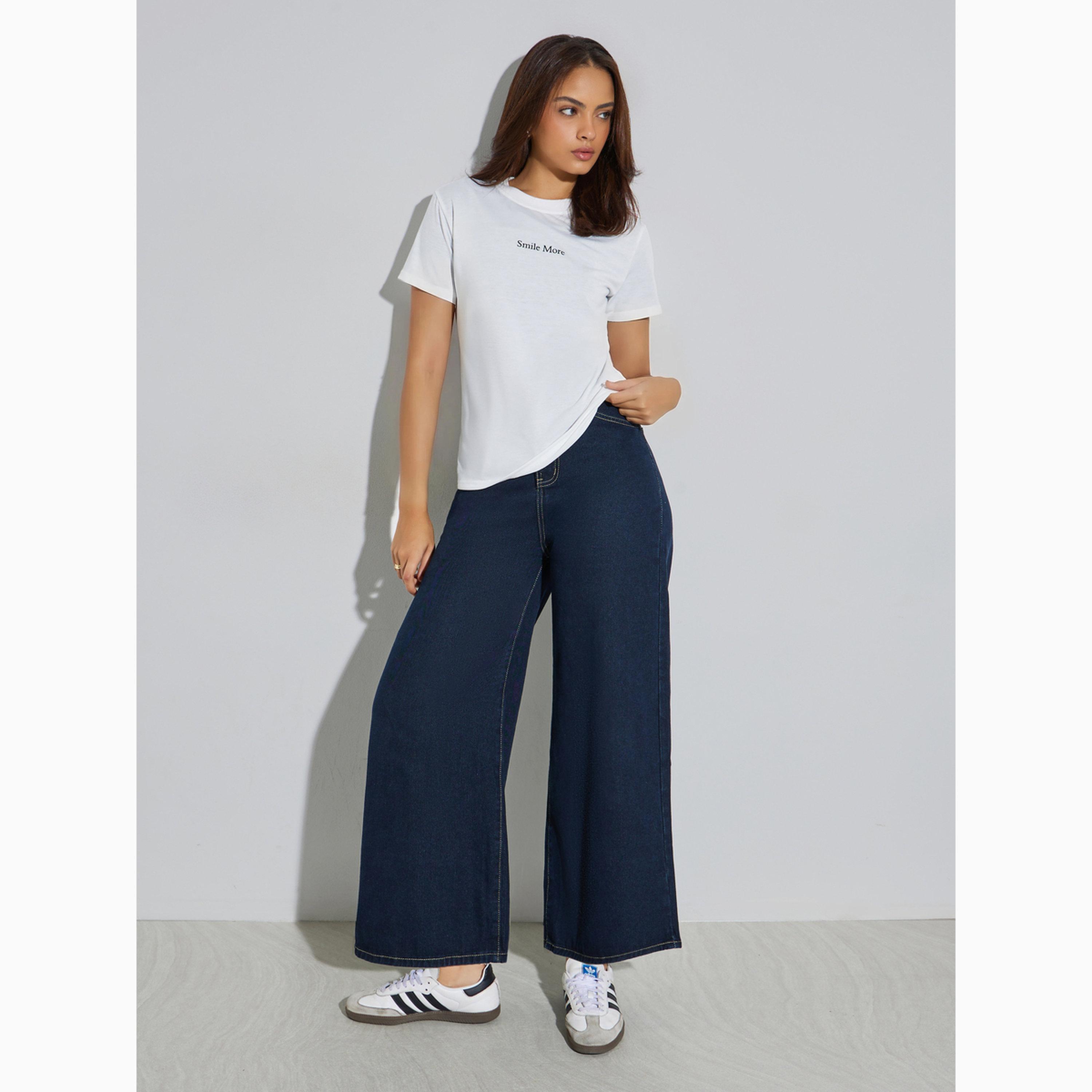 Styli White Slogan Print Regular Fit T-Shirt-women-clothing-tshirts-image-2