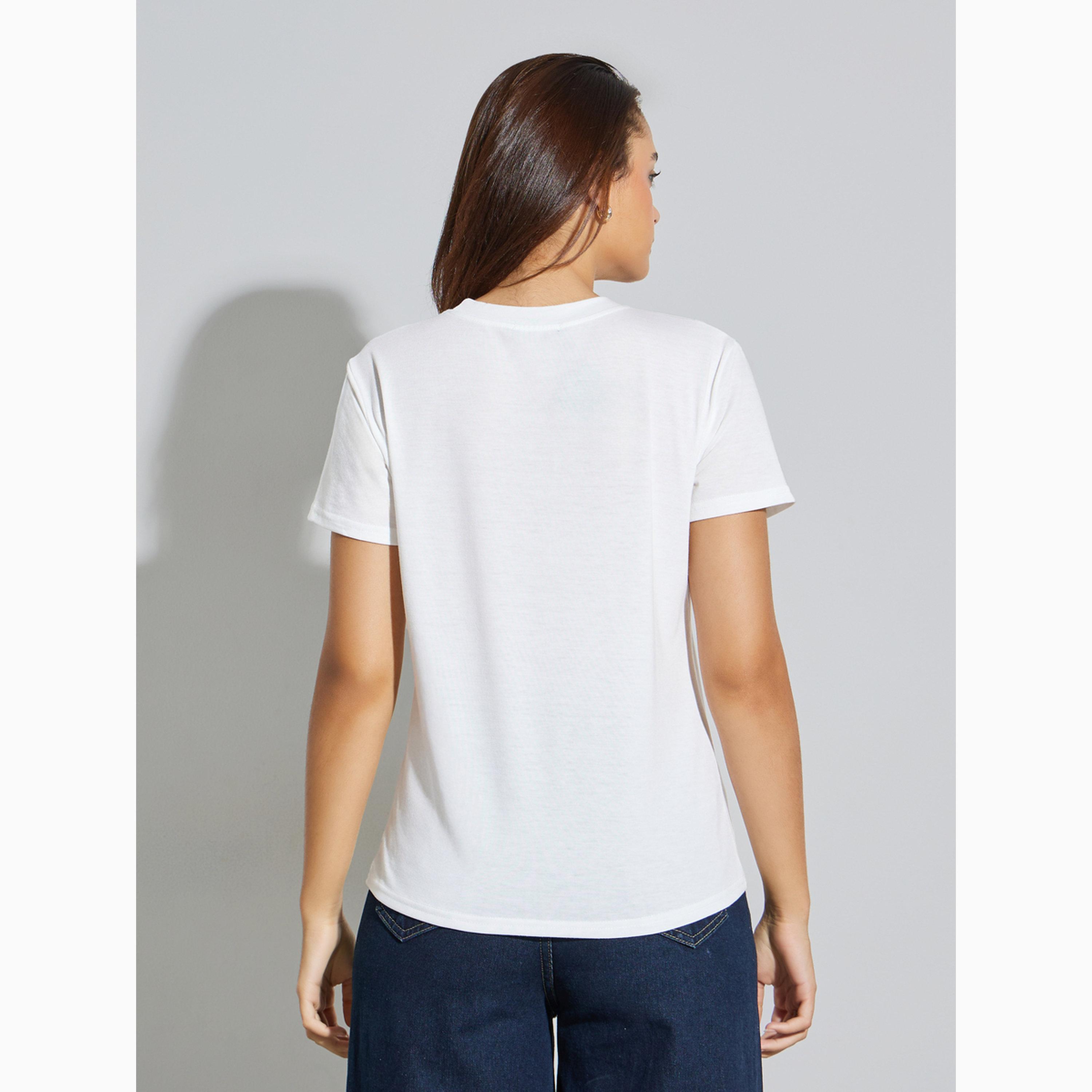Styli White Slogan Print Regular Fit T-Shirt-women-clothing-tshirts-image-4