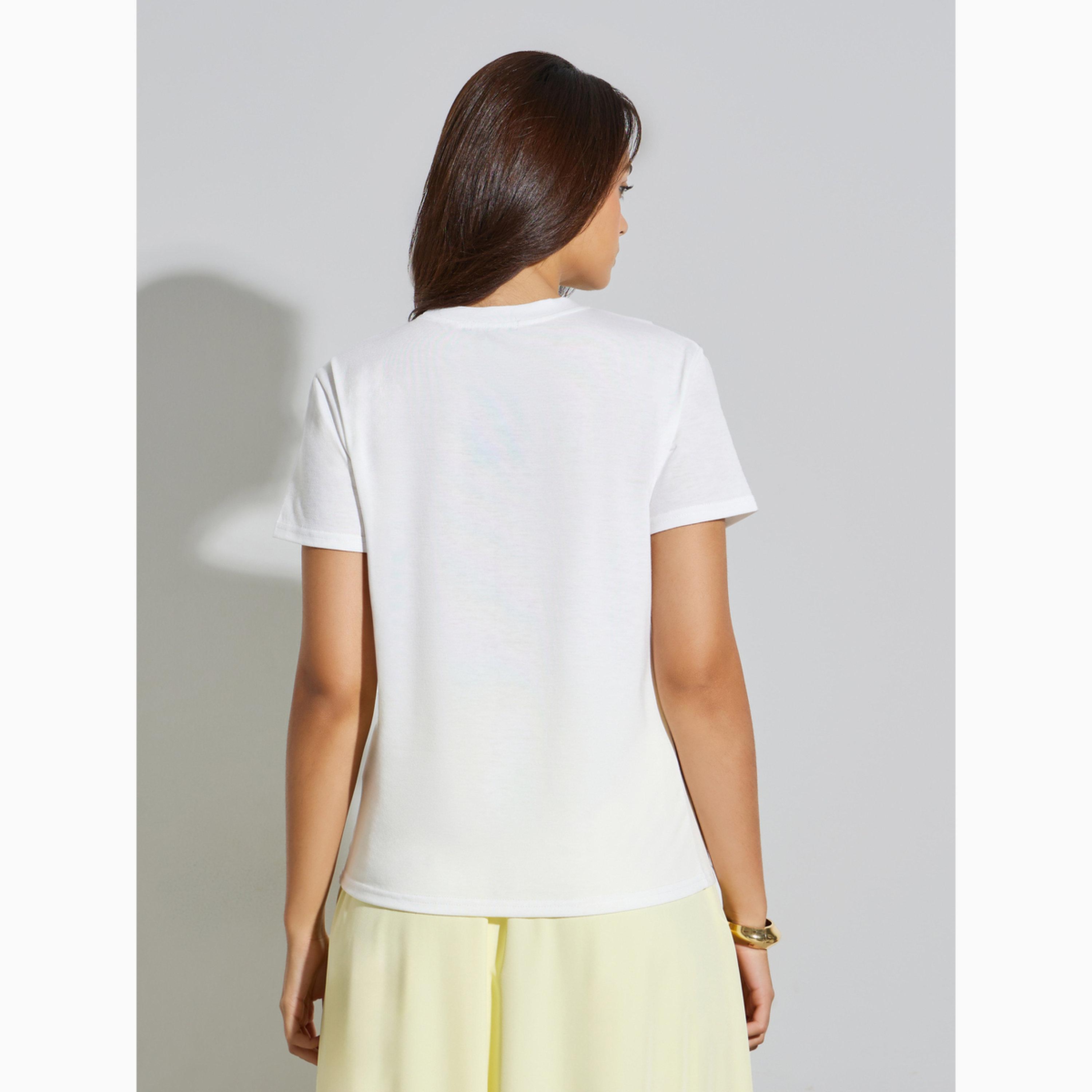 Styli White Slogan Print Regular Fit T-Shirt-women-clothing-tshirts-image-3