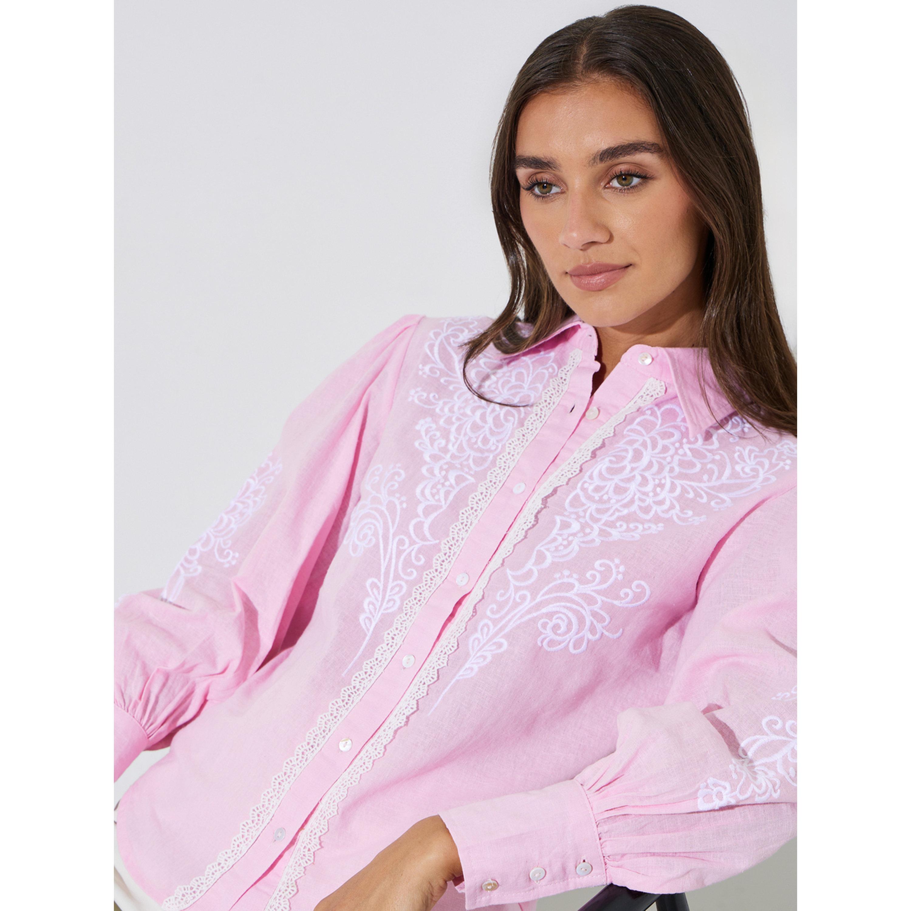 Styli Pink Embroidered Long Sleeve Regular Fit Shirt-women-clothing-shirtsandblouses-shirts-image-4