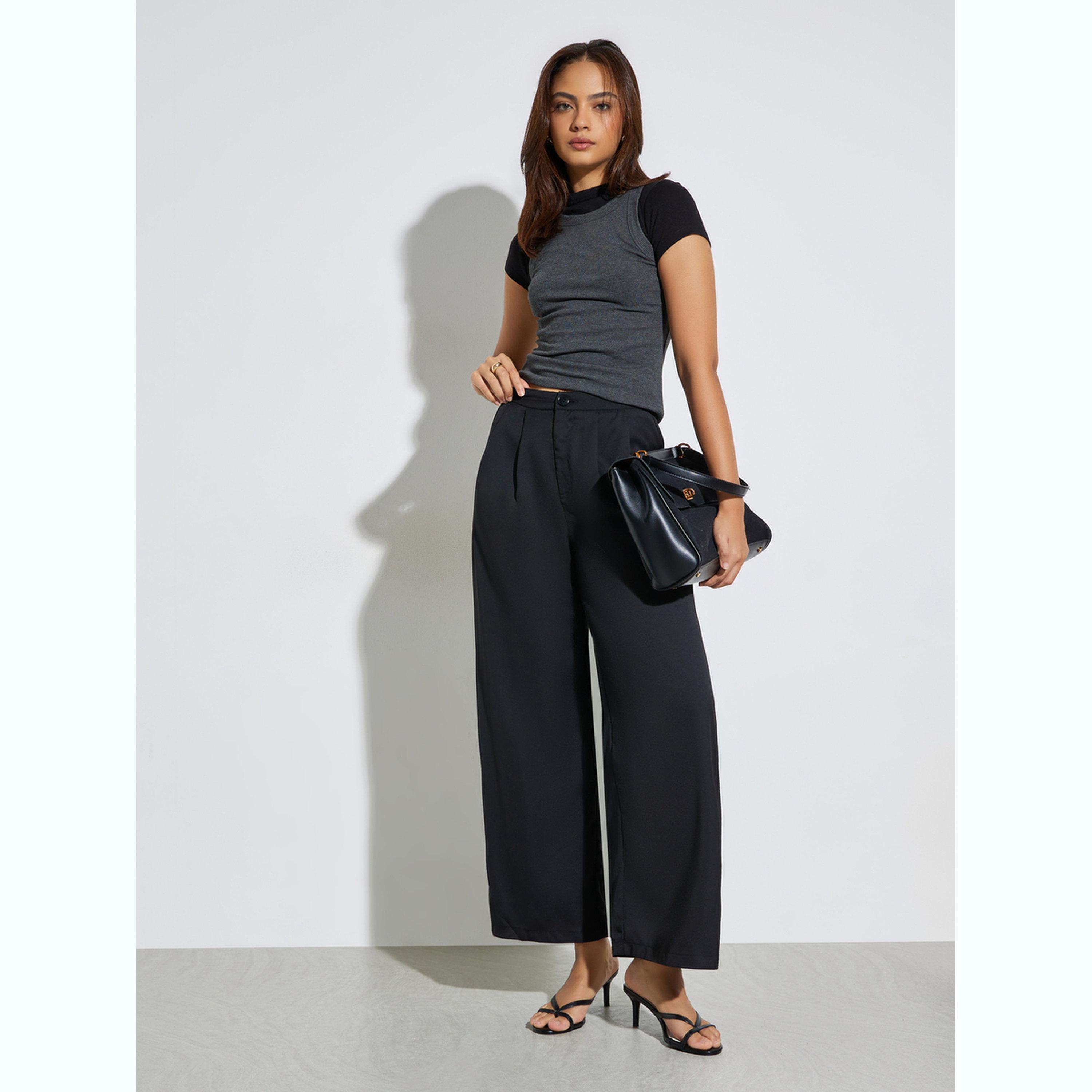 بنطال كاجوال سادة بأرجل واسعة-women-clothing-bottoms-trousers-image-2