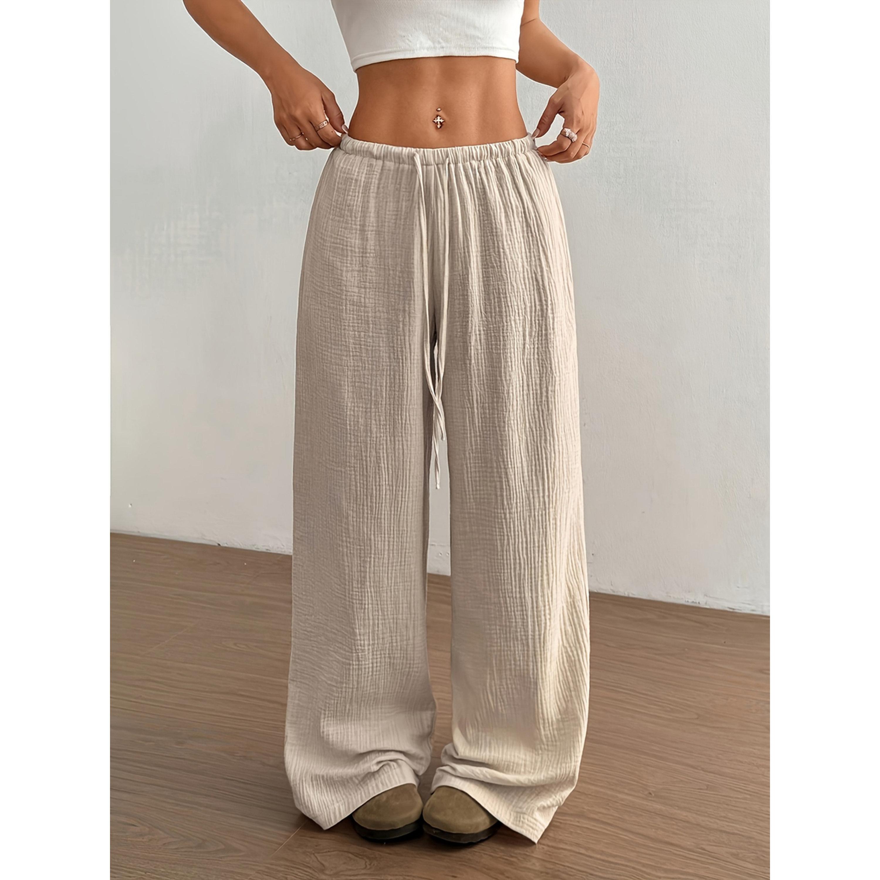Take Two Beige Wide Leg Textured Pants-women-clothing-joggers-image-1
