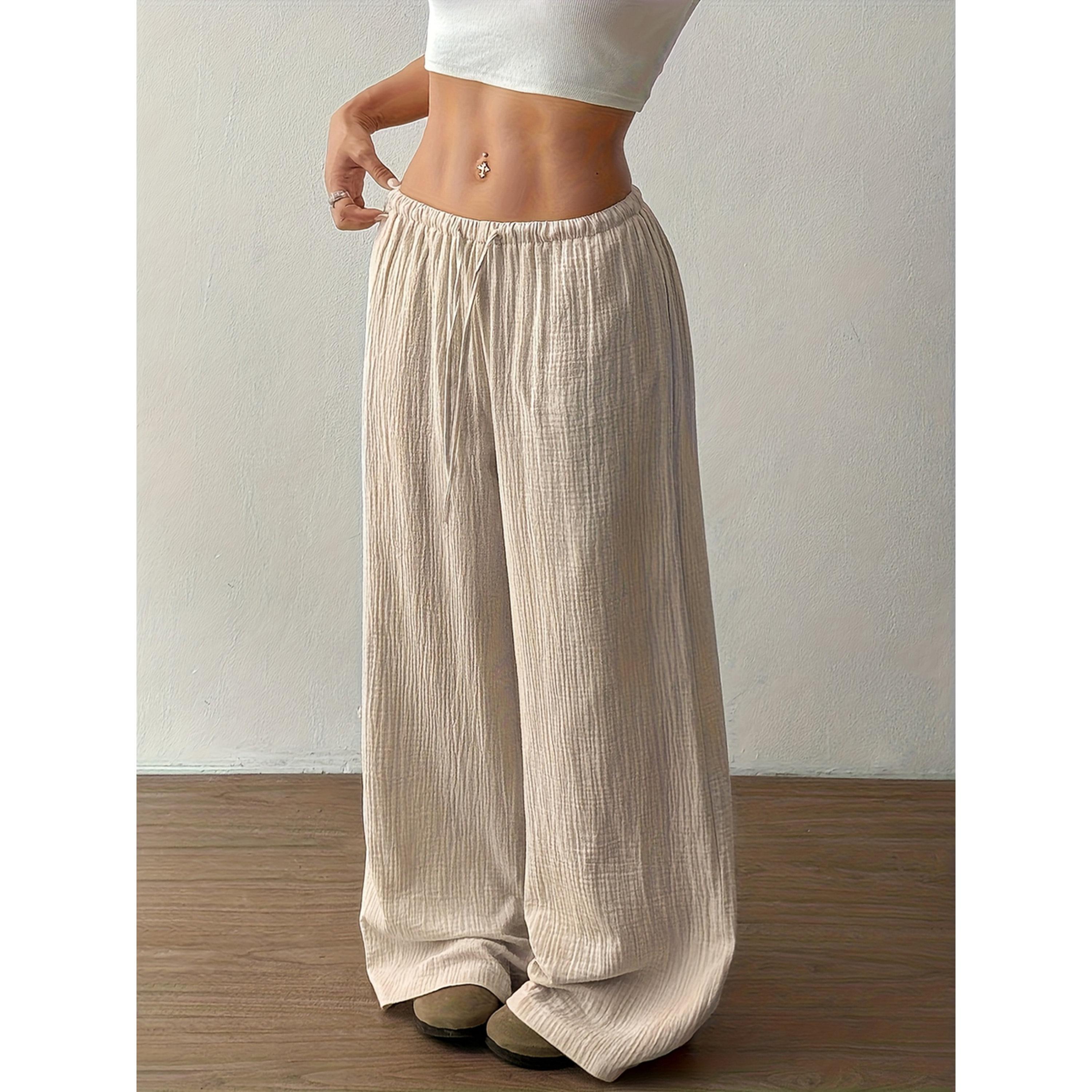 Take Two Beige Wide Leg Textured Pants-women-clothing-joggers-image-3