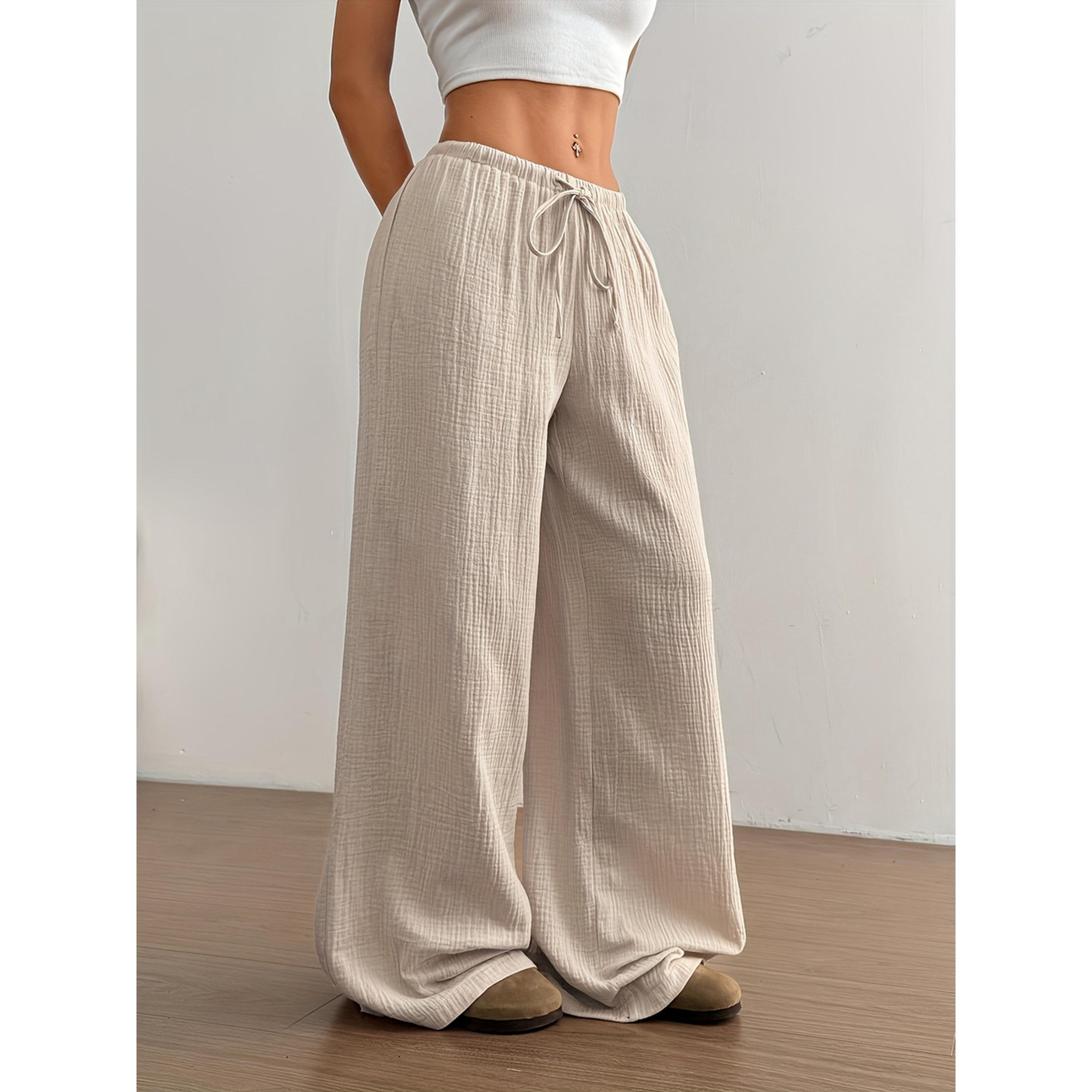 Take Two Beige Wide Leg Textured Pants-women-clothing-joggers-image-4