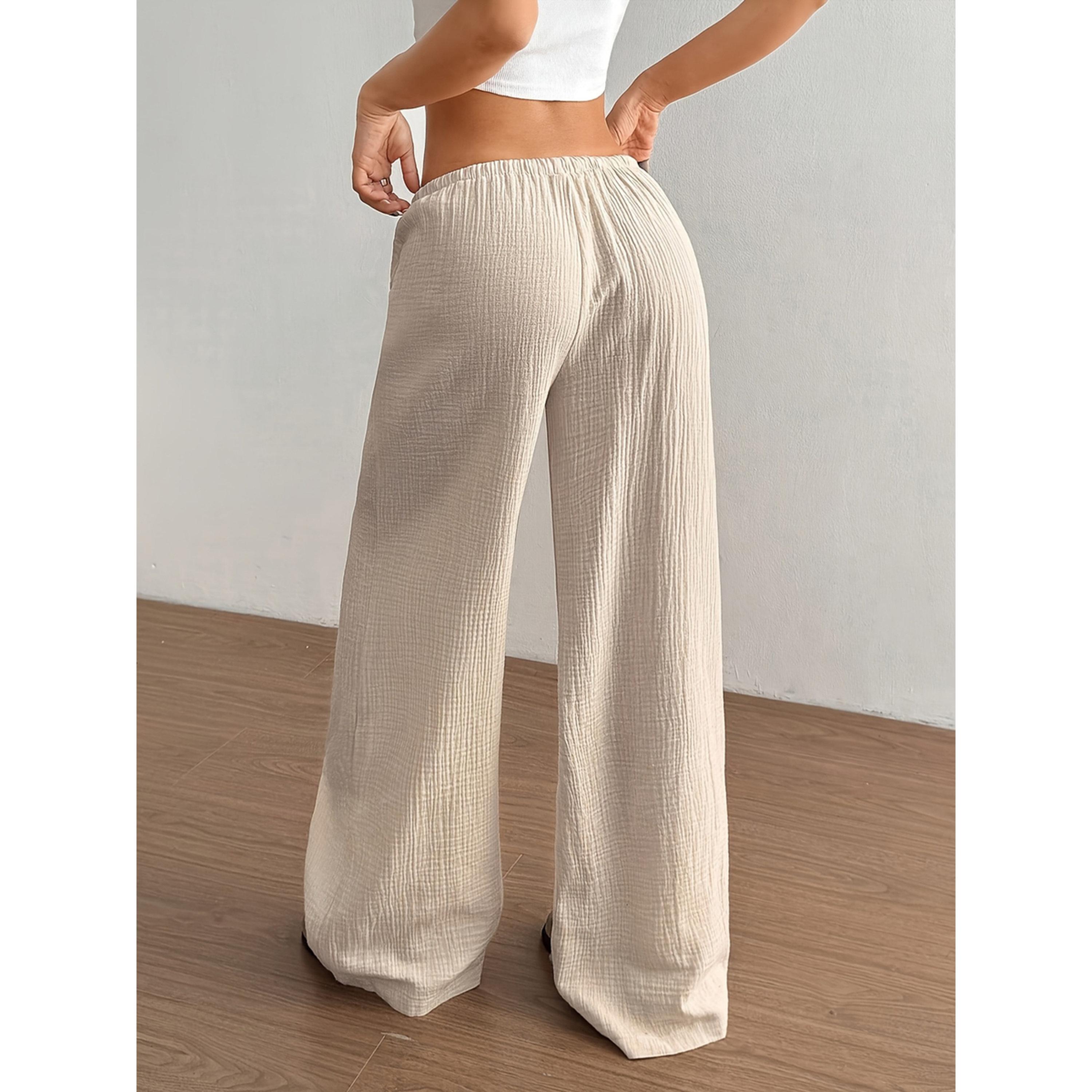 Take Two Beige Wide Leg Textured Pants-women-clothing-joggers-image-5