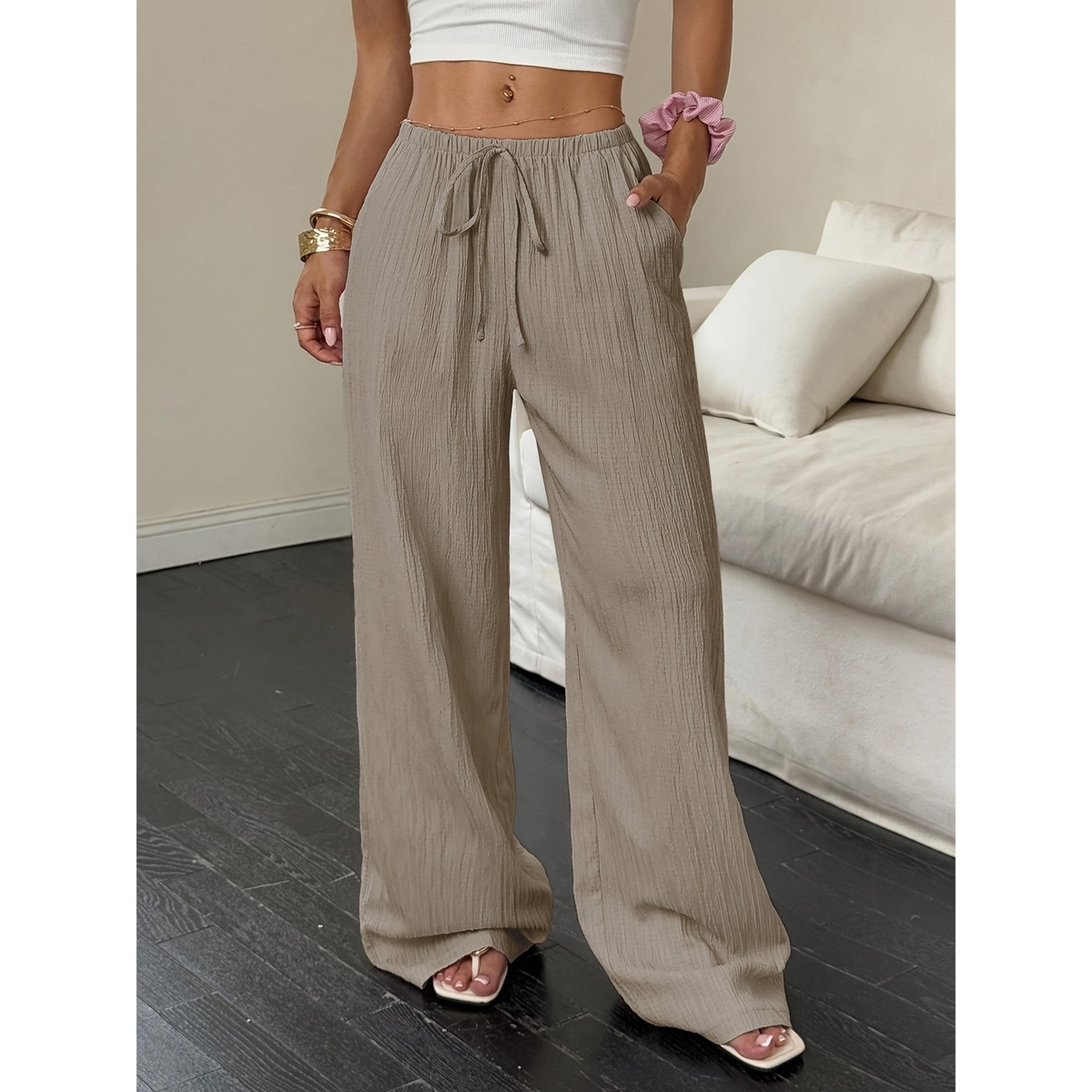 Take Two Beige Textured Wide Leg Pants-women-clothing-joggers-image-1