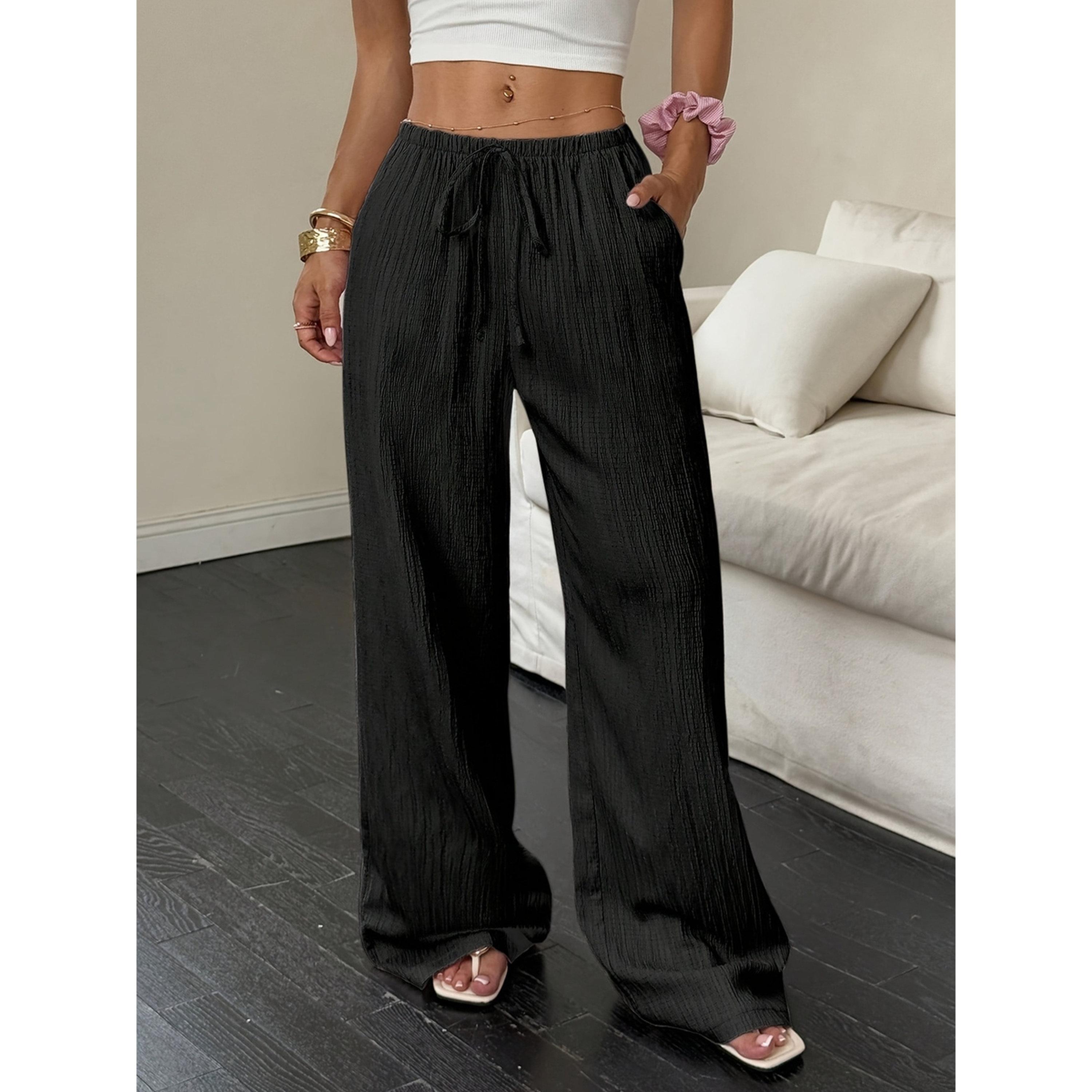 Take Two Black Textured Wide Leg Pants-women-clothing-joggers-image-1