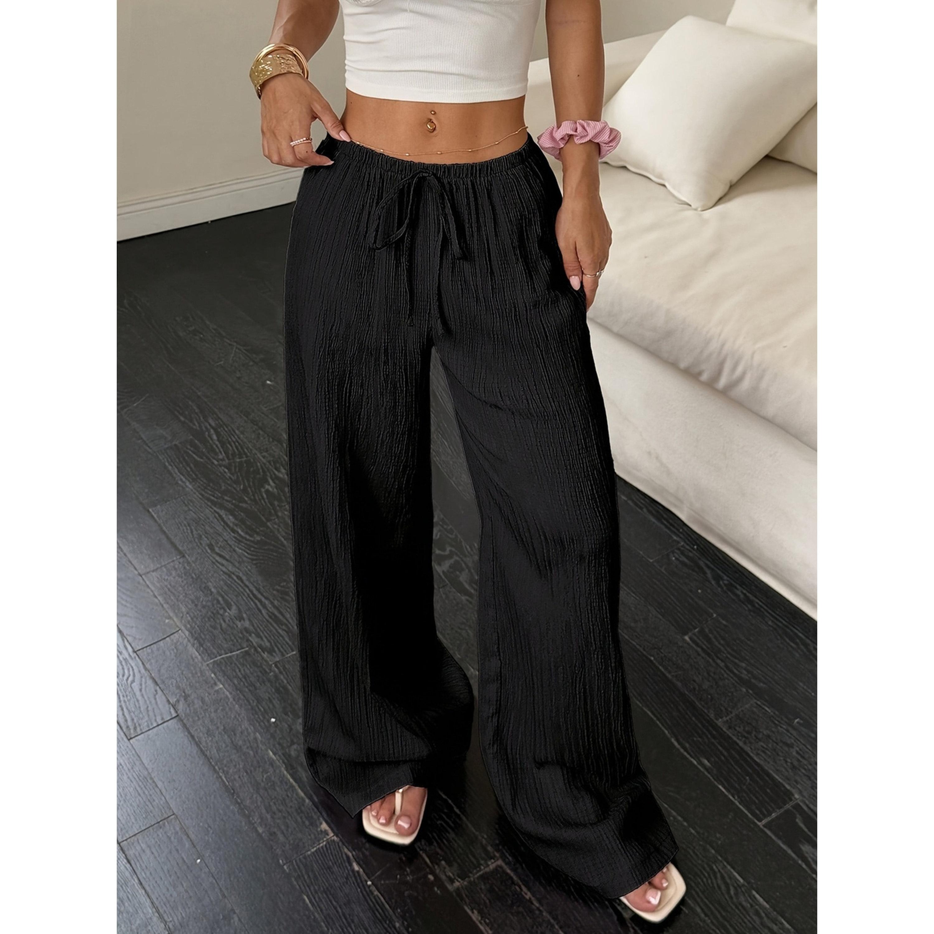 Take Two Black Textured Wide Leg Pants-women-clothing-joggers-image-2