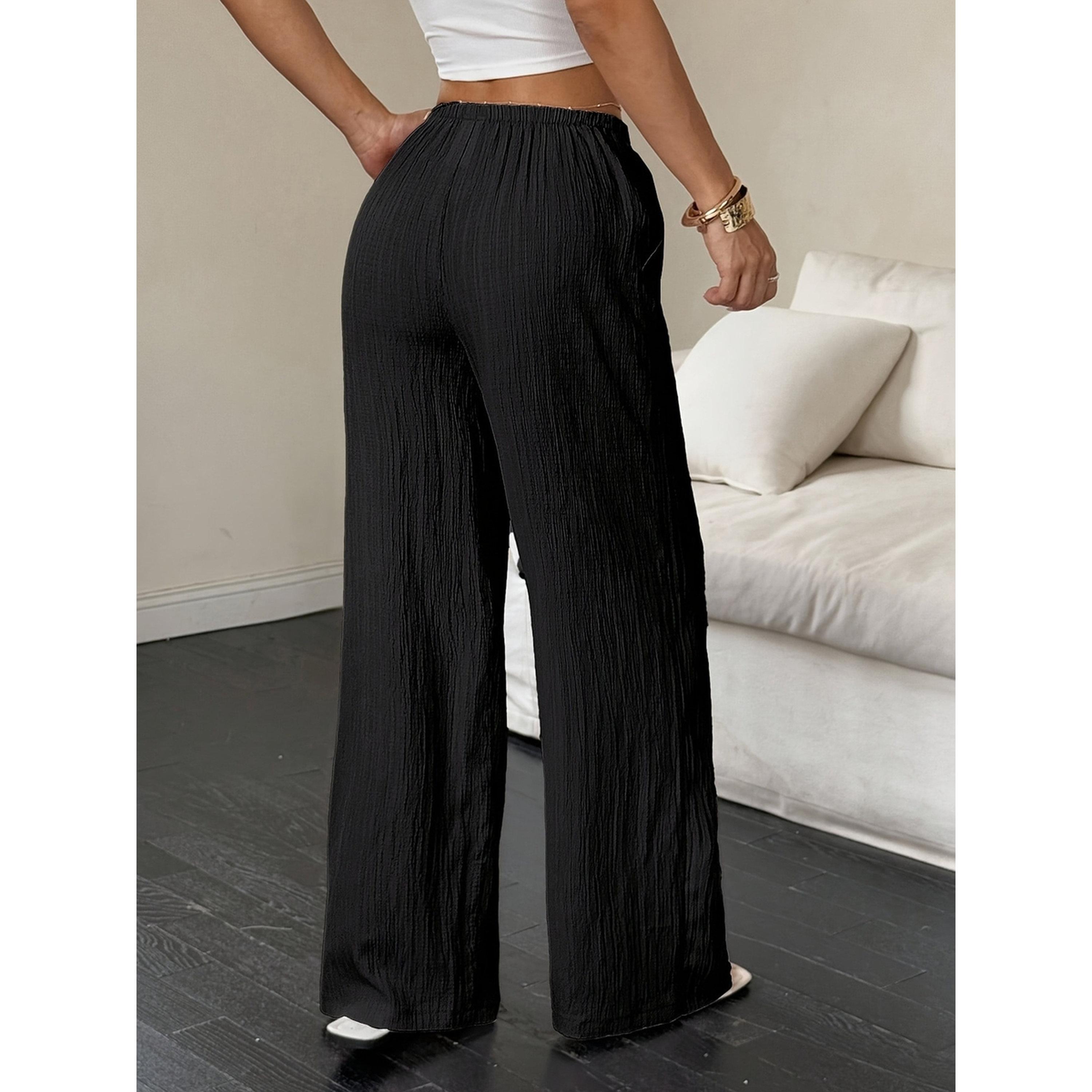 Take Two Black Textured Wide Leg Pants-women-clothing-joggers-image-3