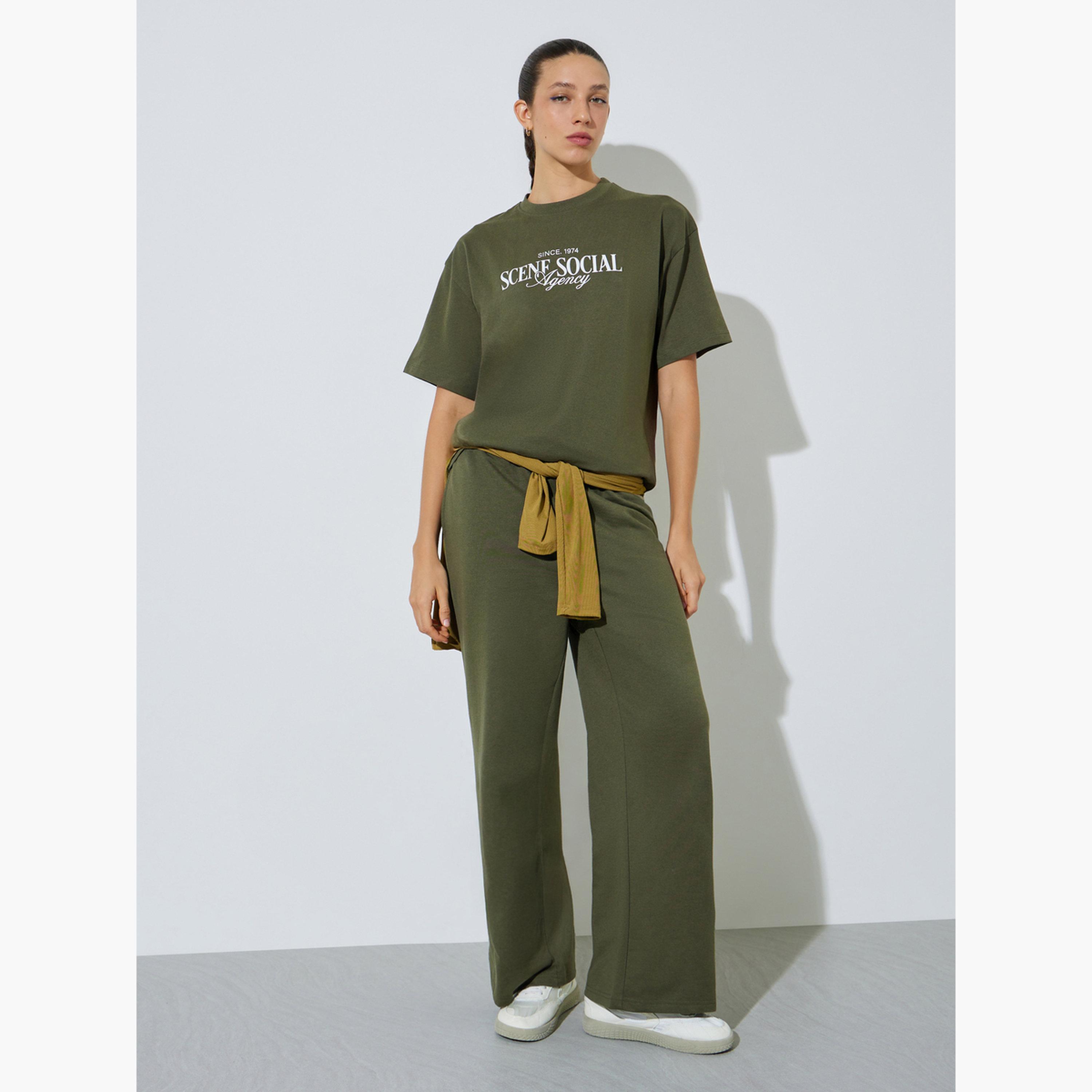 Styli Typography Print Short Sleeves T-Shirt and Joggers Co-Ords-women-clothing-coordsets-image-1