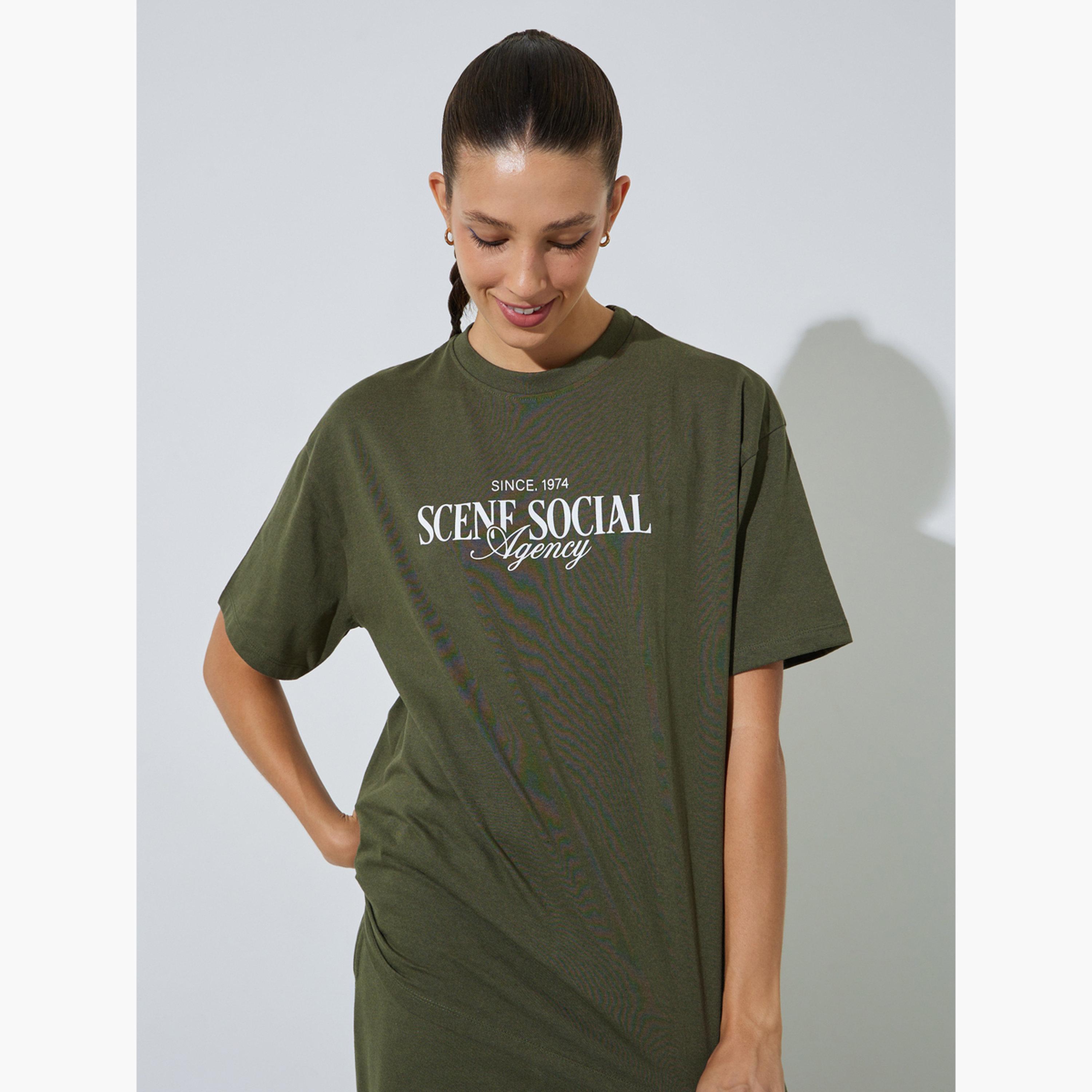 Styli Typography Print Short Sleeves T-Shirt and Joggers Co-Ords-women-clothing-coordsets-image-3