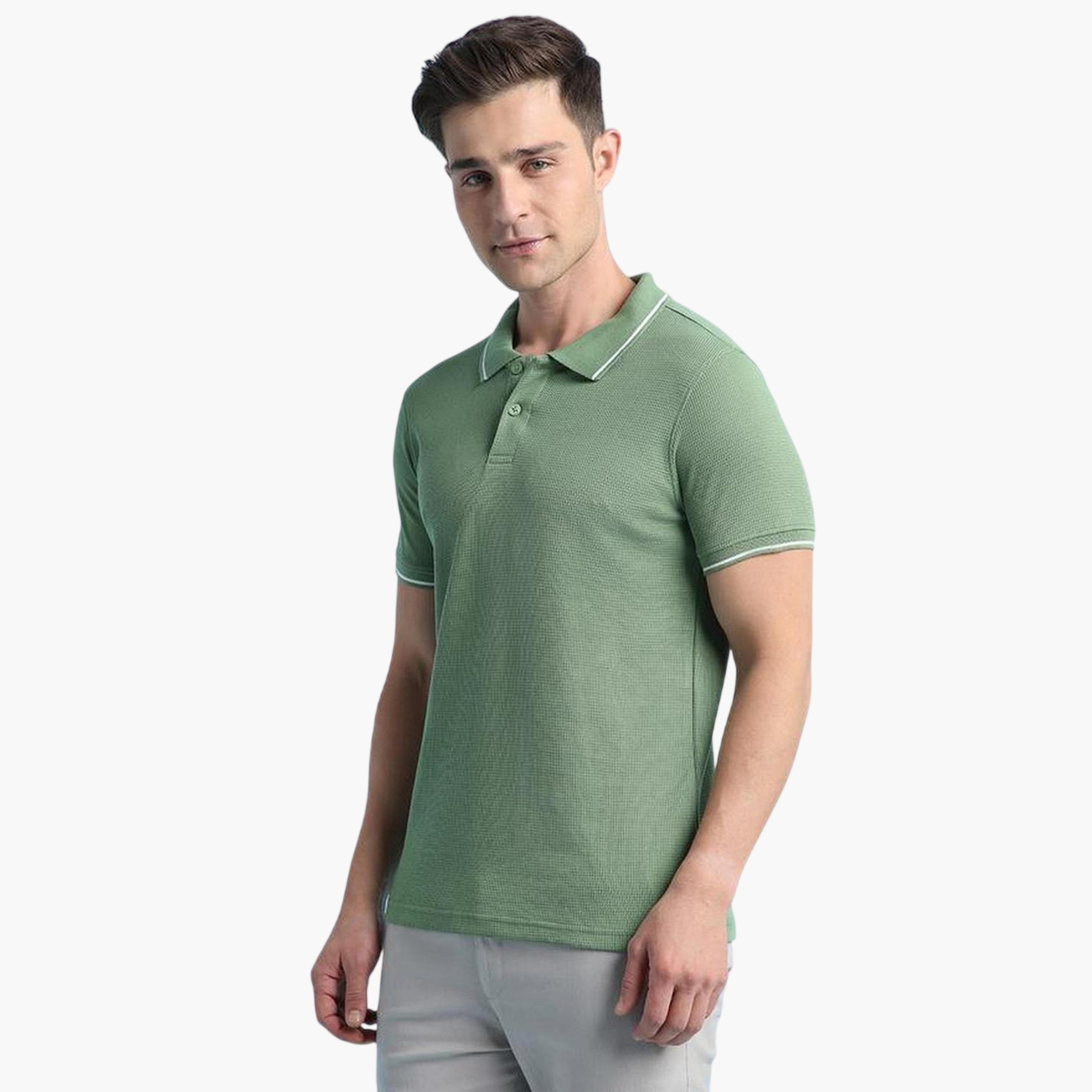 Dennis Lingo X Styli Men Olive Cotton Blend Solid Regular Fit T-Shirt-men-clothing-tshirtsandpolos-polos-image-1