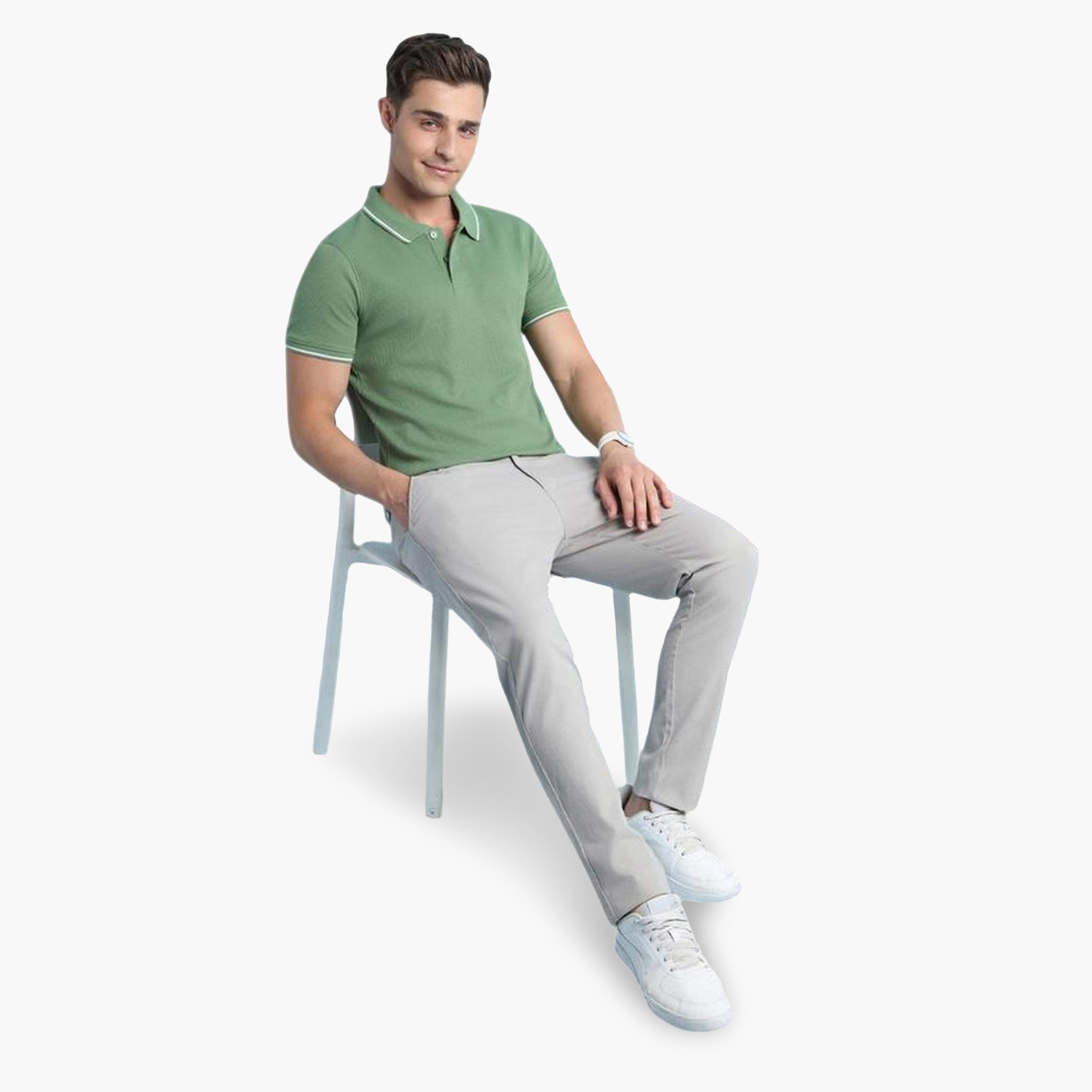 Dennis Lingo X Styli Men Olive Cotton Blend Solid Regular Fit T-Shirt-men-clothing-tshirtsandpolos-polos-image-2