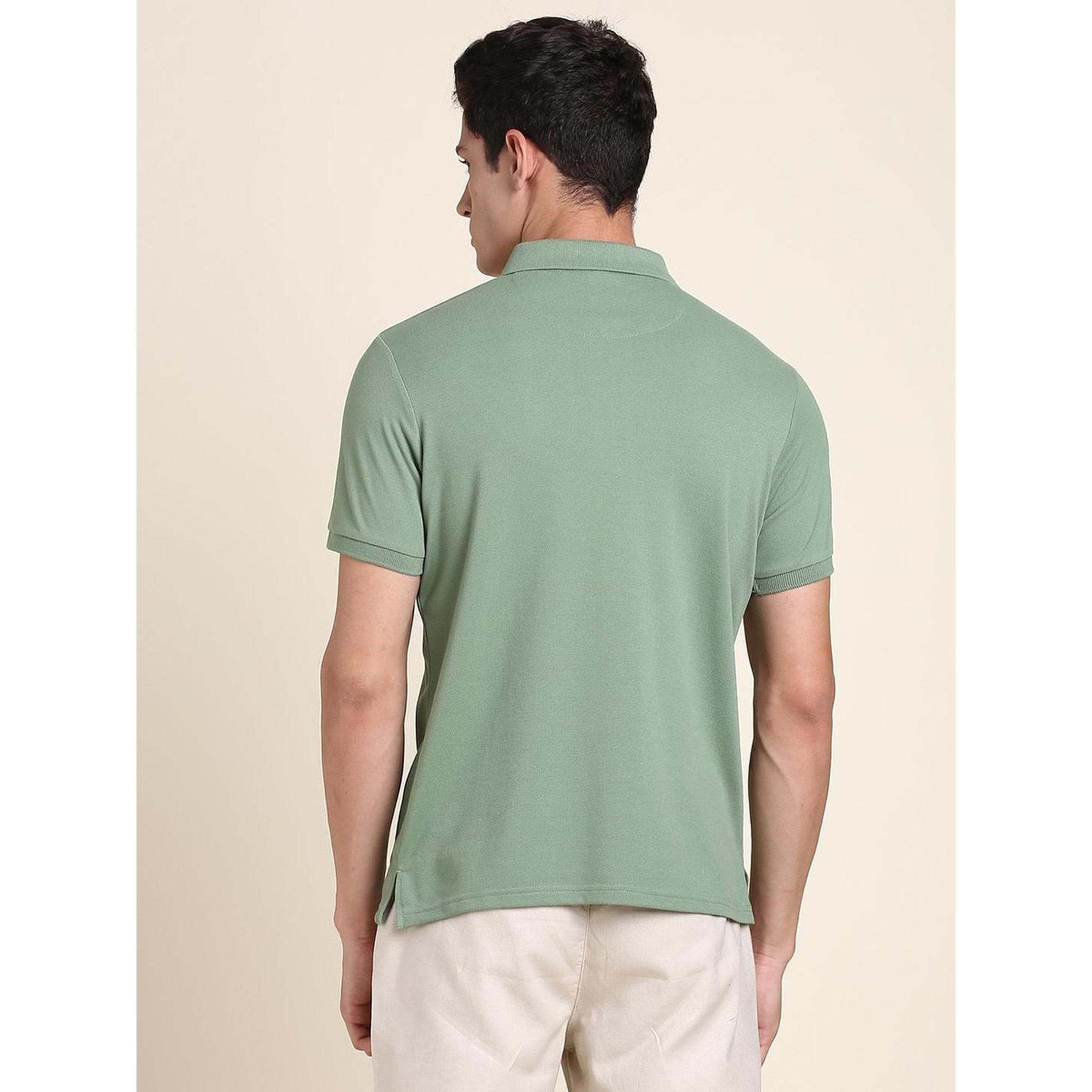 Dennis Lingo X Styli Men Green Cotton Regular Fit Polo with Quarter-Zip-men-clothing-tshirtsandpolos-polos-image-4