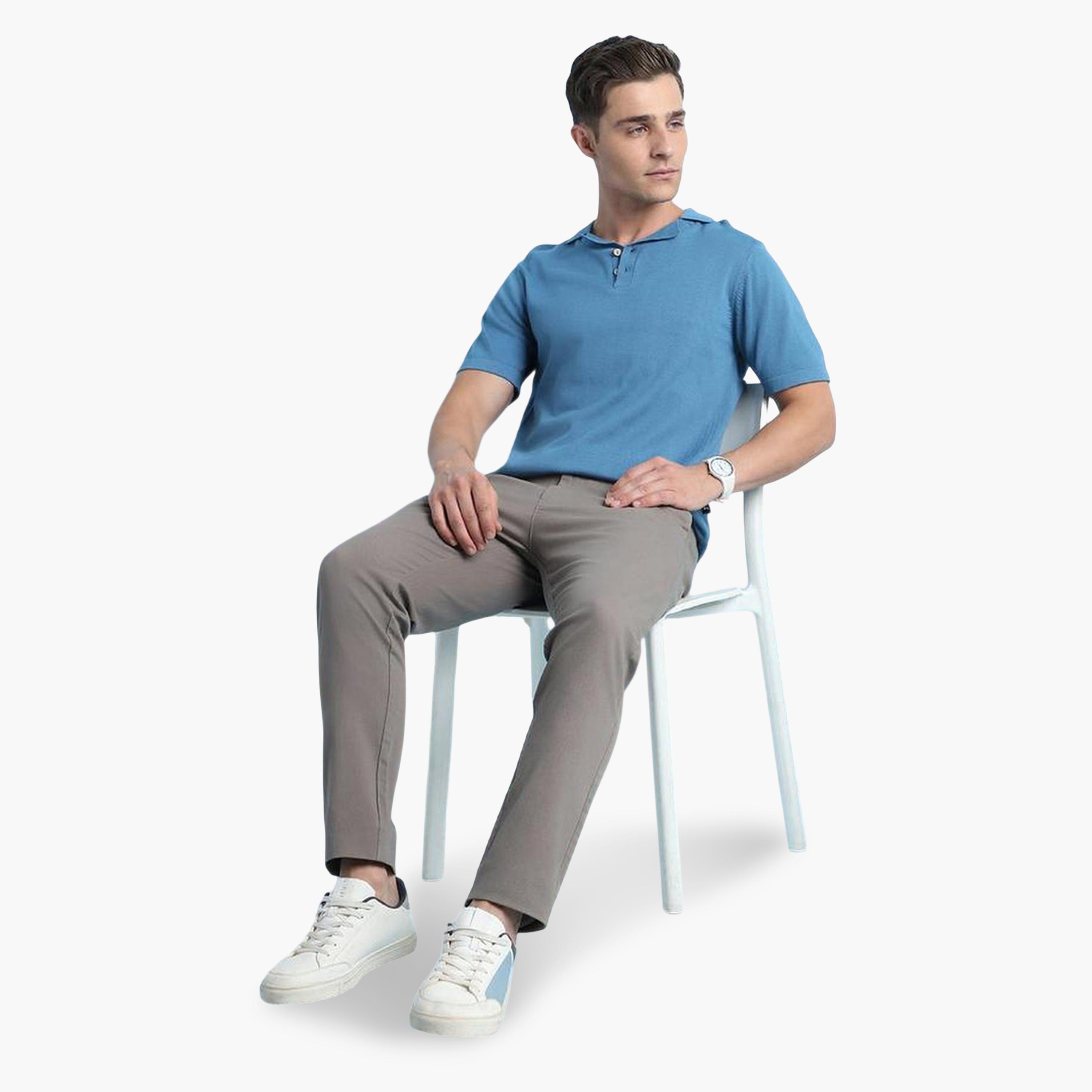 Dennis Lingo X Styli Men Blue Cotton Textured Regular Fit Polo-men-clothing-tshirtsandpolos-polos-image-2