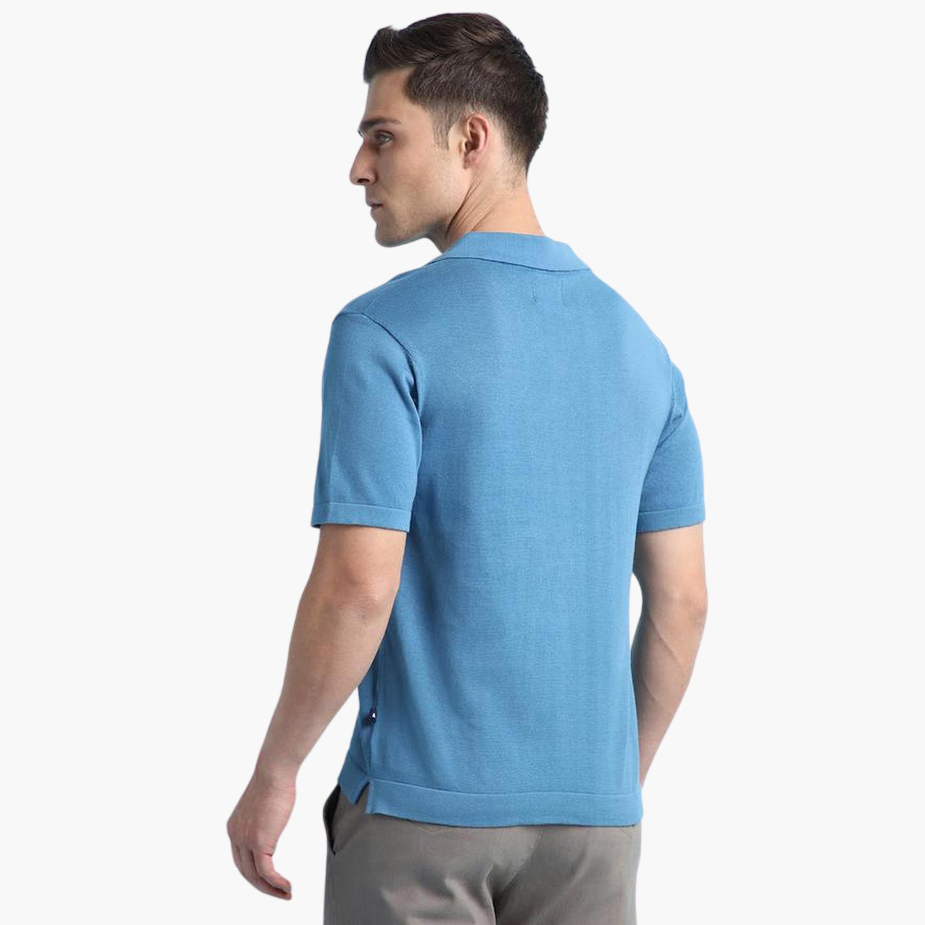 Dennis Lingo X Styli Men Blue Cotton Textured Regular Fit Polo-men-clothing-tshirtsandpolos-polos-image-4