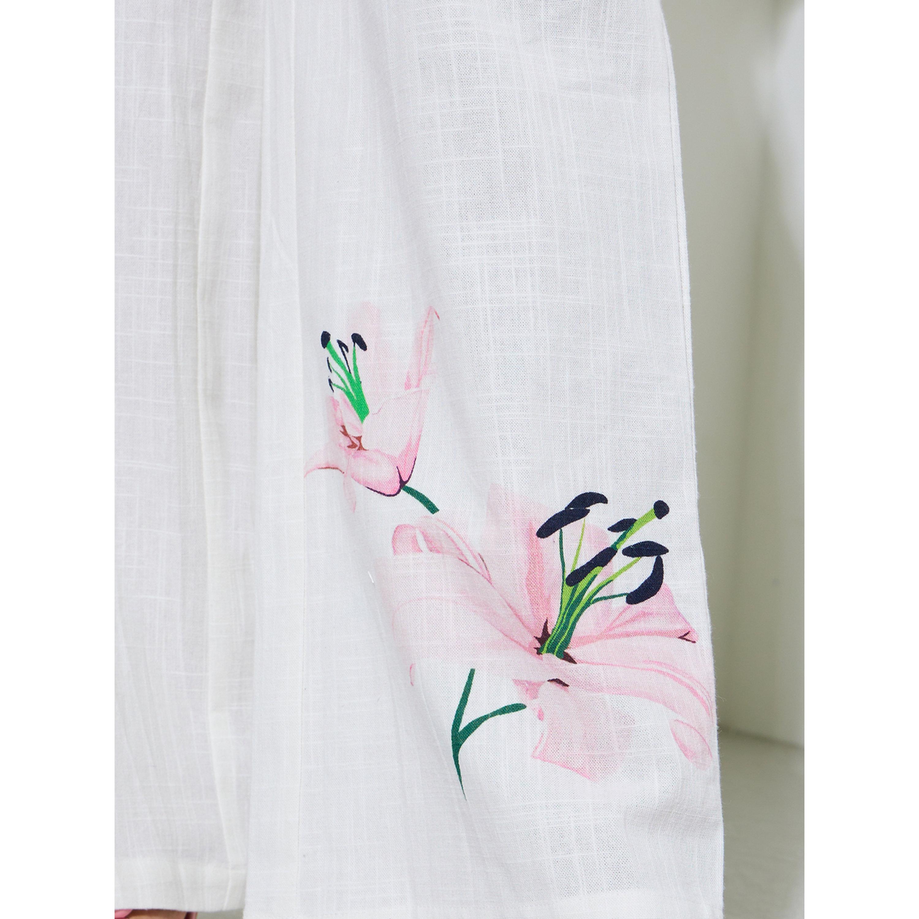 Styli Off White Floral Print Wide Leg Drawstring Waist Trousers-women-clothing-joggers-image-4