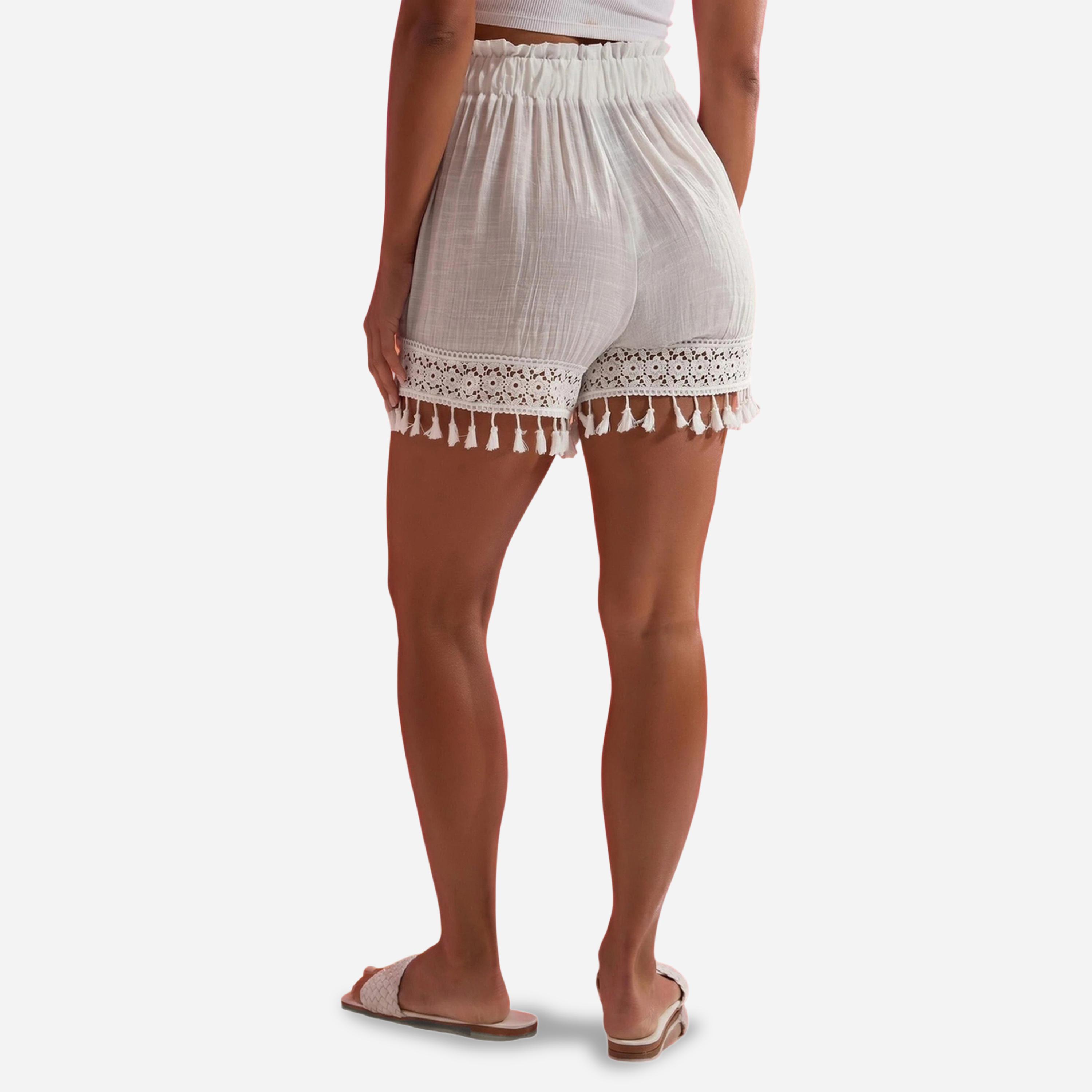 شورت مزيج قطن بحافة شراشيب-women-clothing-swimandbeach-beach-beachwear-image-4