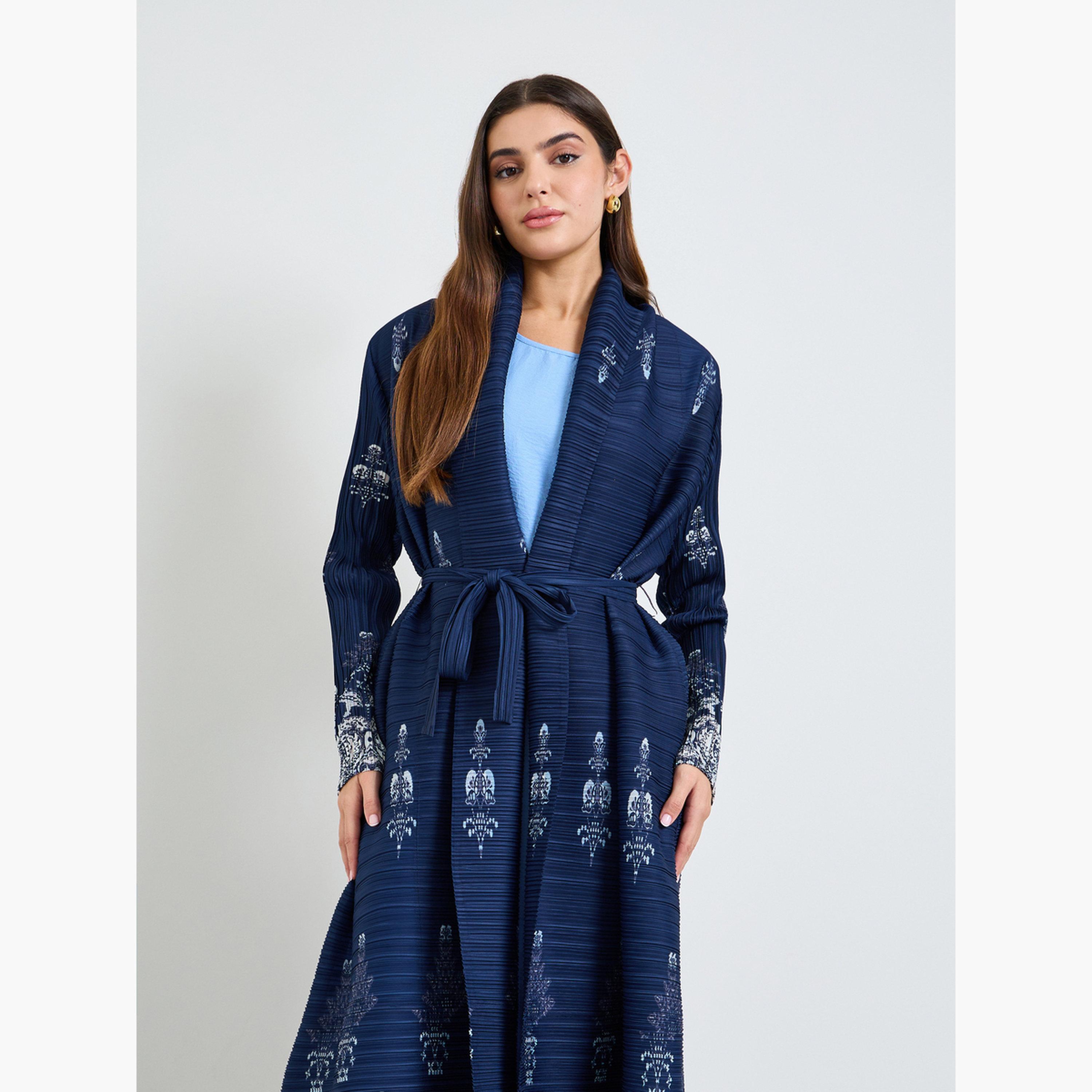 عباية بليسيه مطبوعة بحزام ربط-women-arabicclothing-abayas-image-2