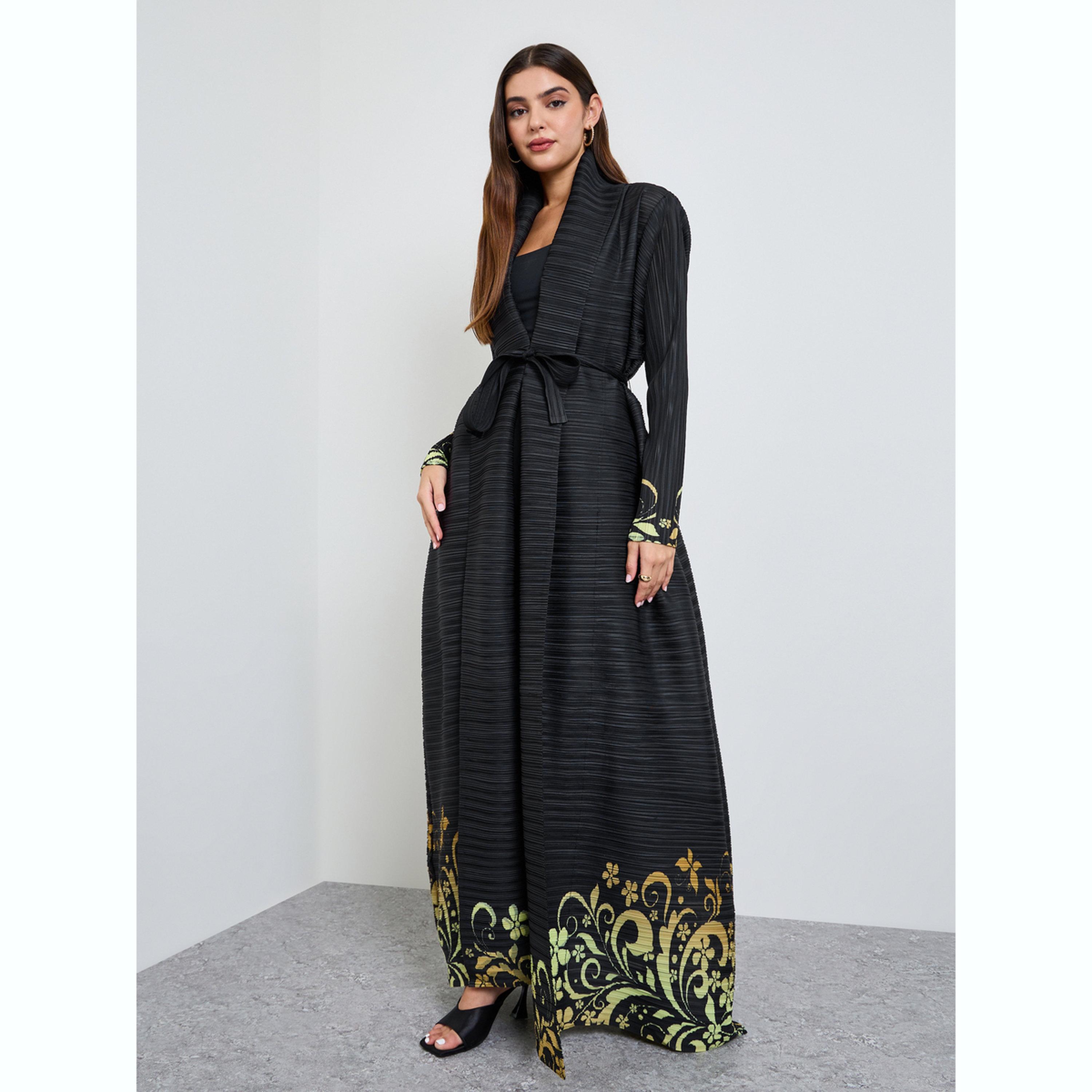 عباية مفتوحة من الأمام مع طبعة وكسرات-women-arabicclothing-abayas-image-3