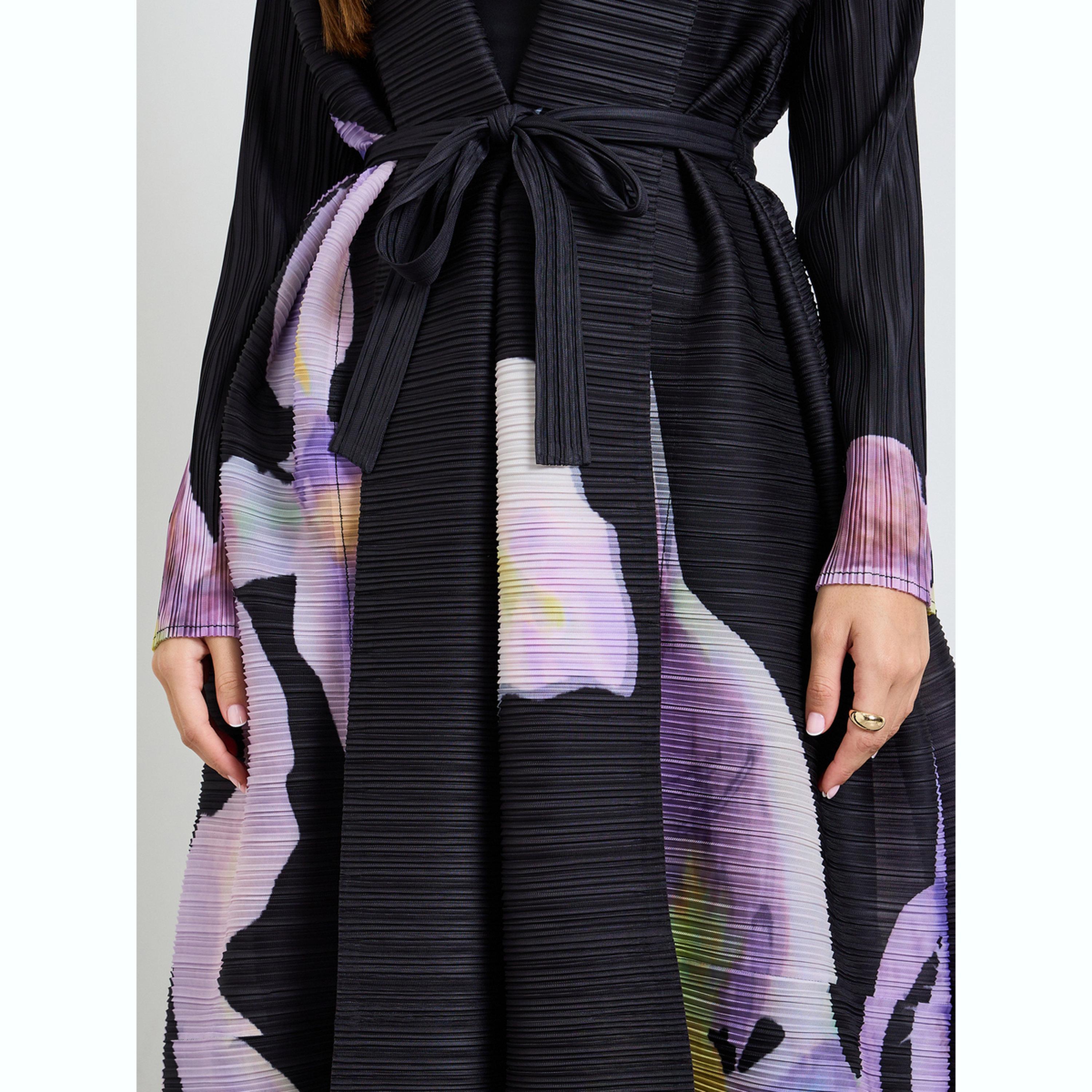 Take Two Floral Print Waist-Tie Open Front Abaya-women-arabicclothing-abayas-image-5
