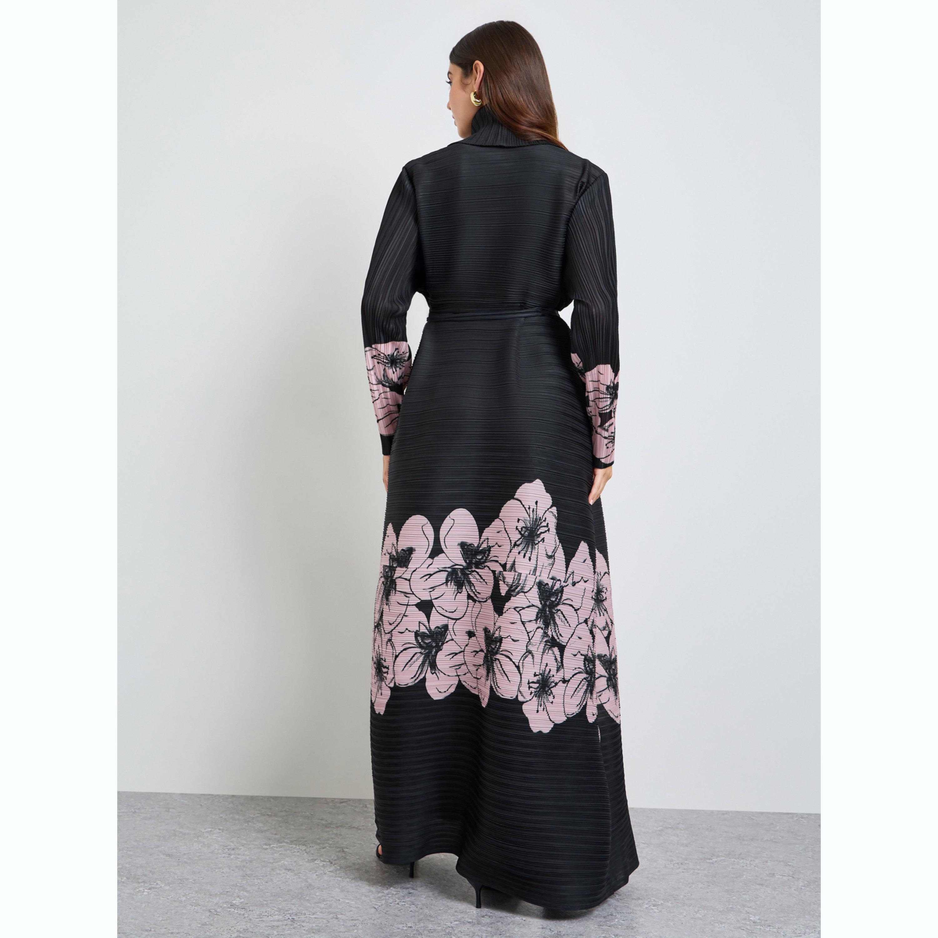 عباية مفتوحة من الأمام برباط خصر وطبعة زهور-women-arabicclothing-abayas-image-4