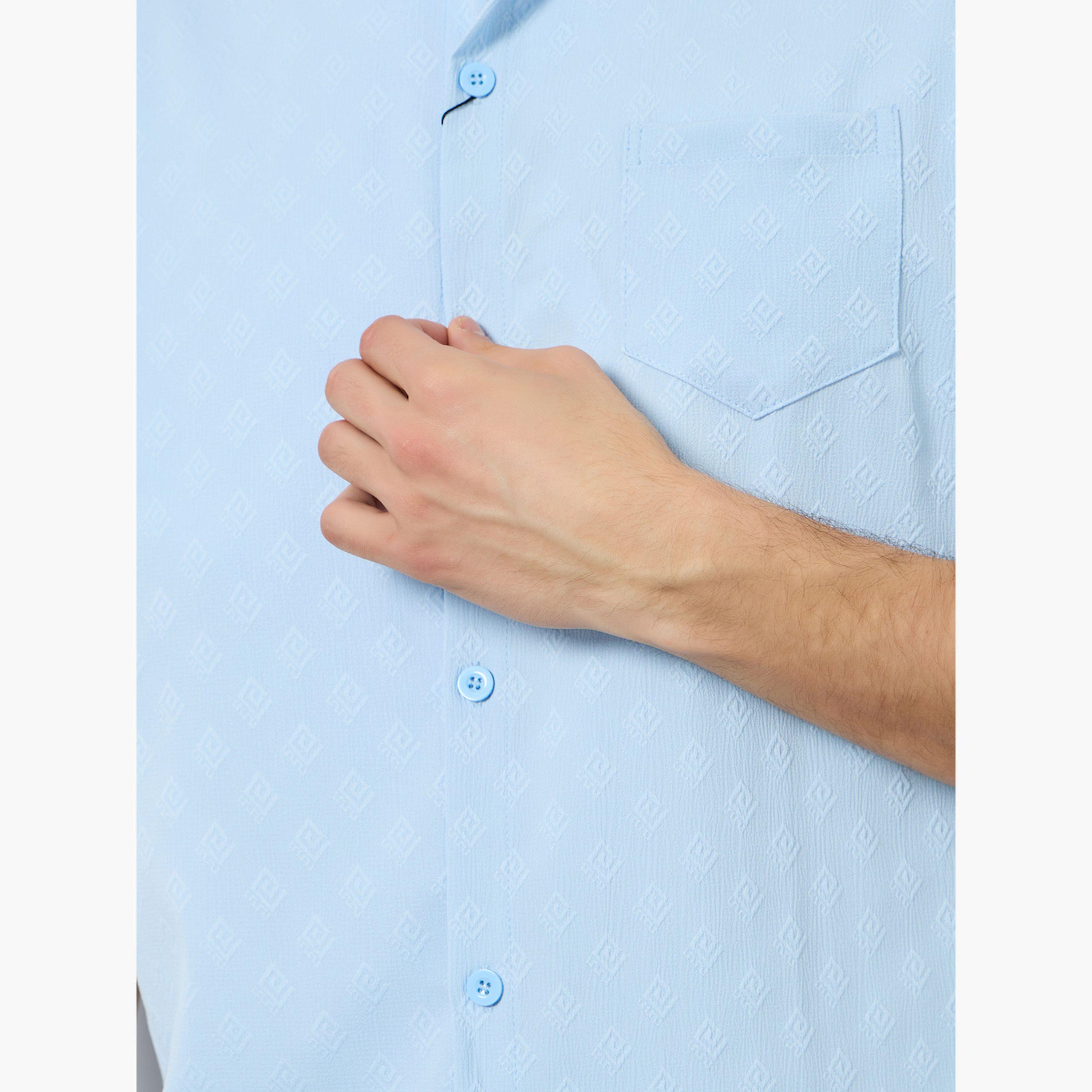 Take Two Men Jacquard Short Sleeve Shirt and Pants Set-men-clothing-coordsets-image-5