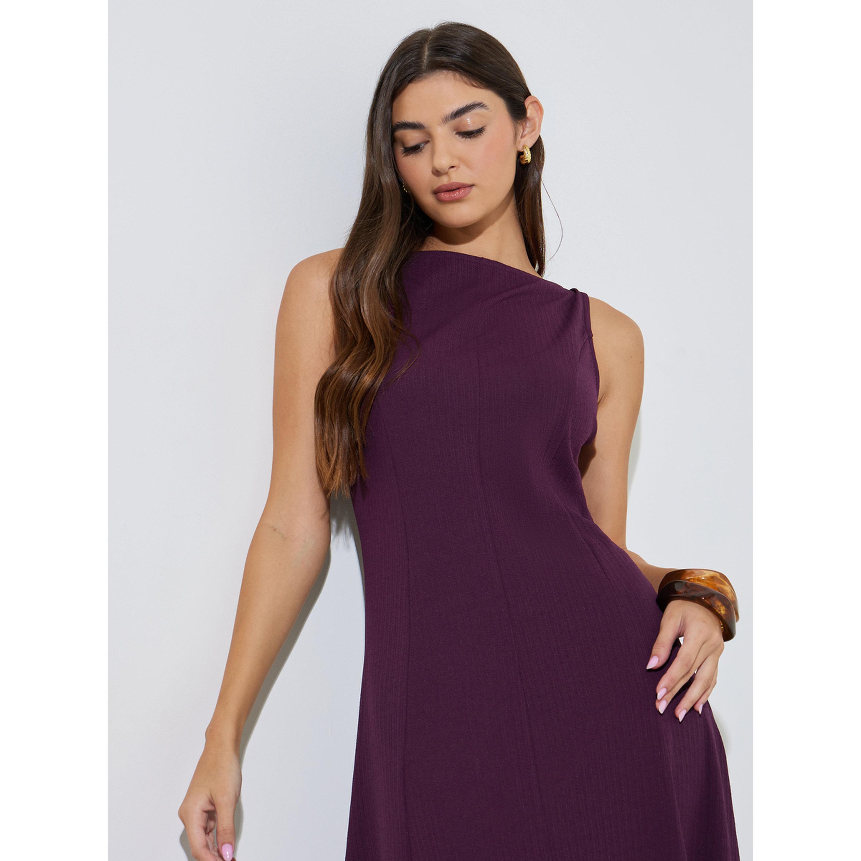 Styli Purple Solid Sleeveless Boat Neck A-Line Maxi Dress-women-clothing-dresses-image-2