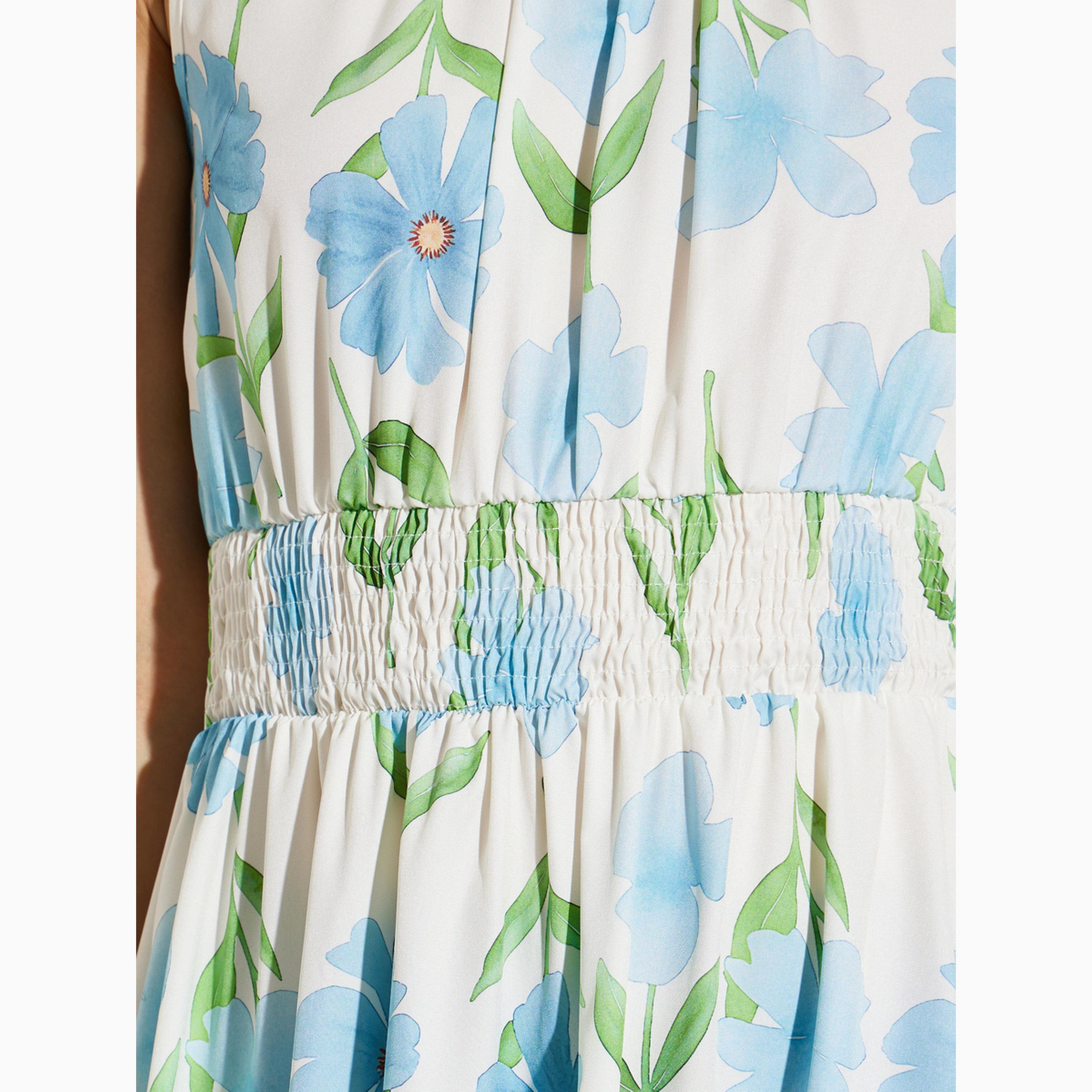 فستان ميدي بحافة واسعة بلا أكمام ونقشة زهور-women-clothing-dresses-image-5
