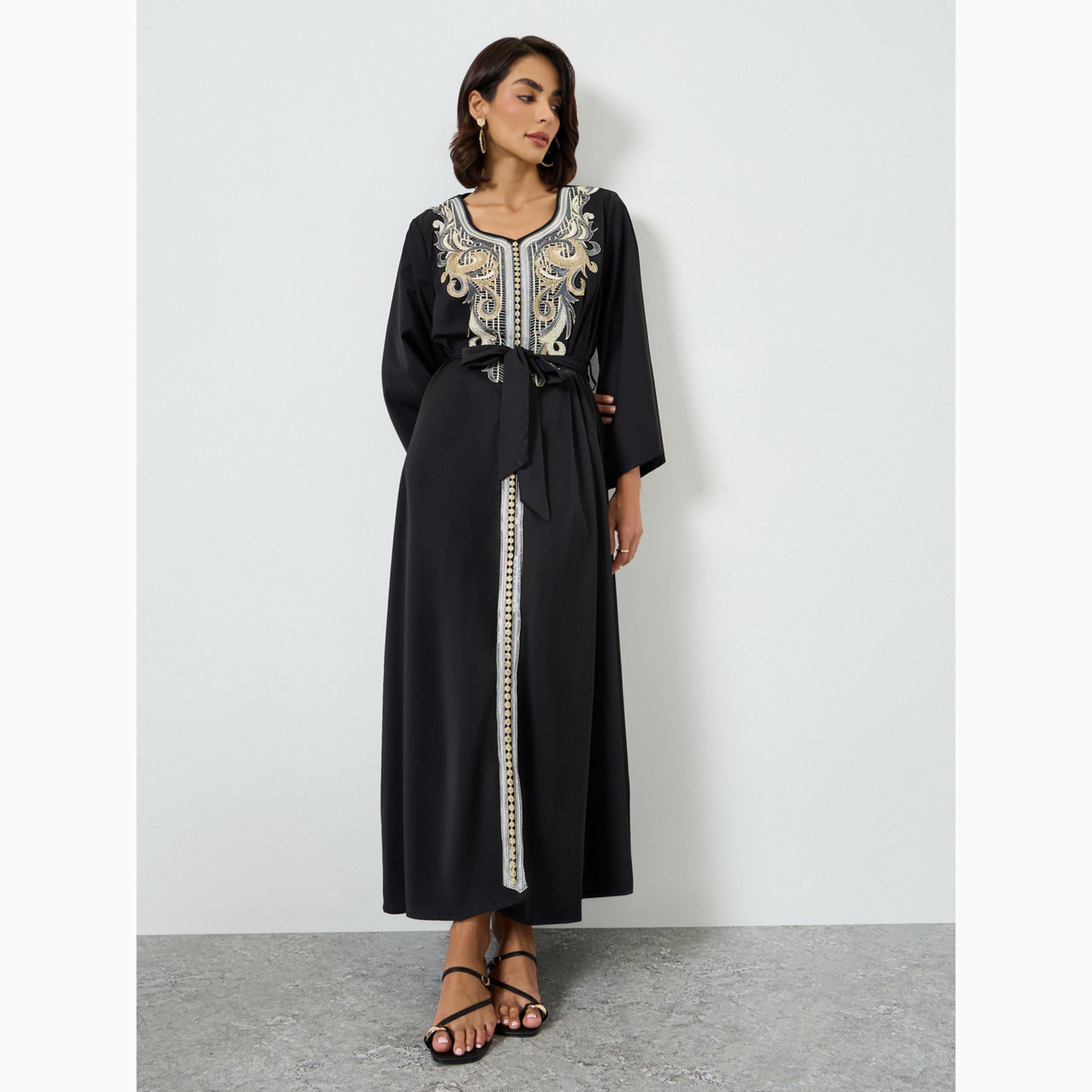 Take Two Black Embroidered Patch Maxi Dress-women-clothing-dresses-image-3