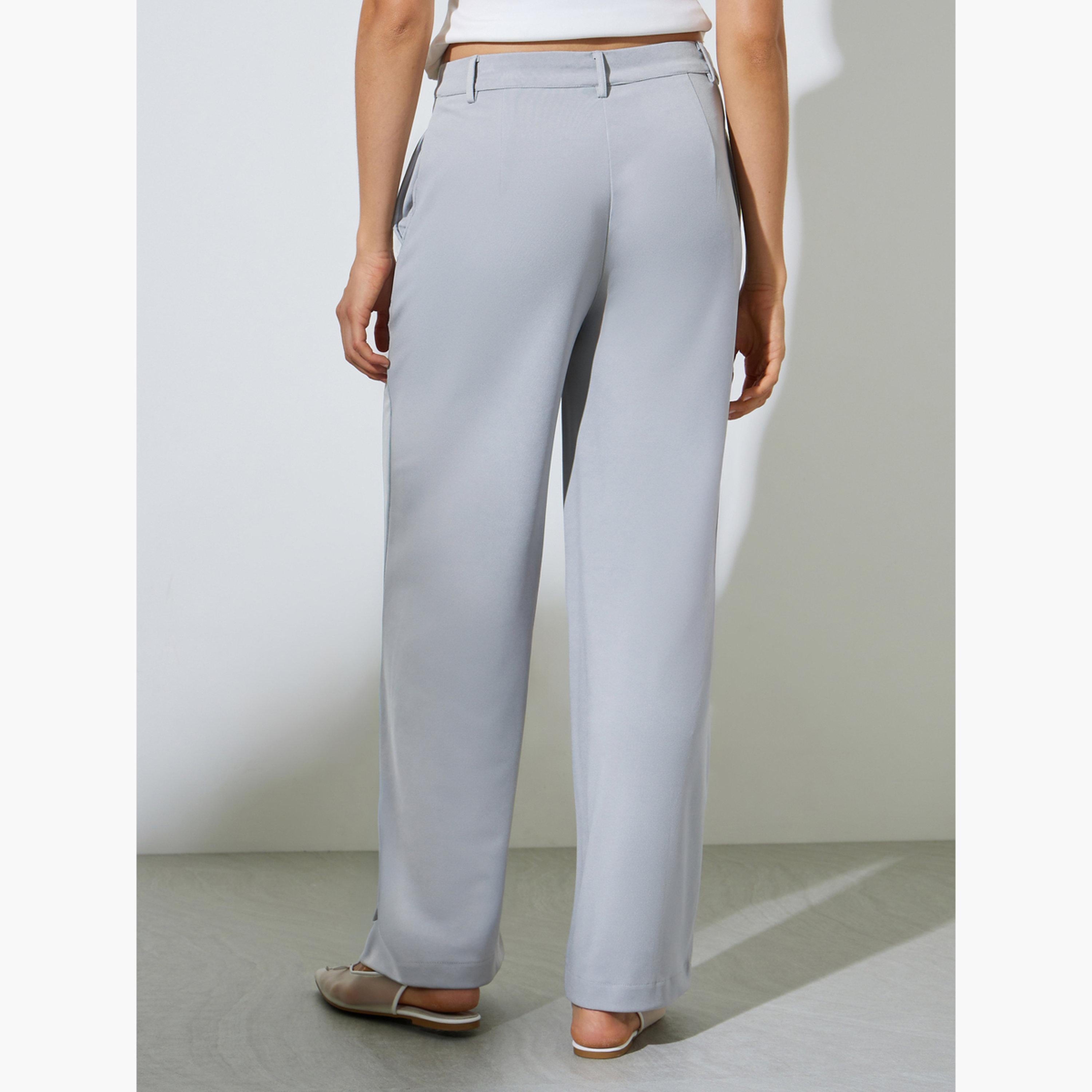Styli Grey Scuba Wide Leg Trousers-women-clothing-bottoms-trousers-image-4