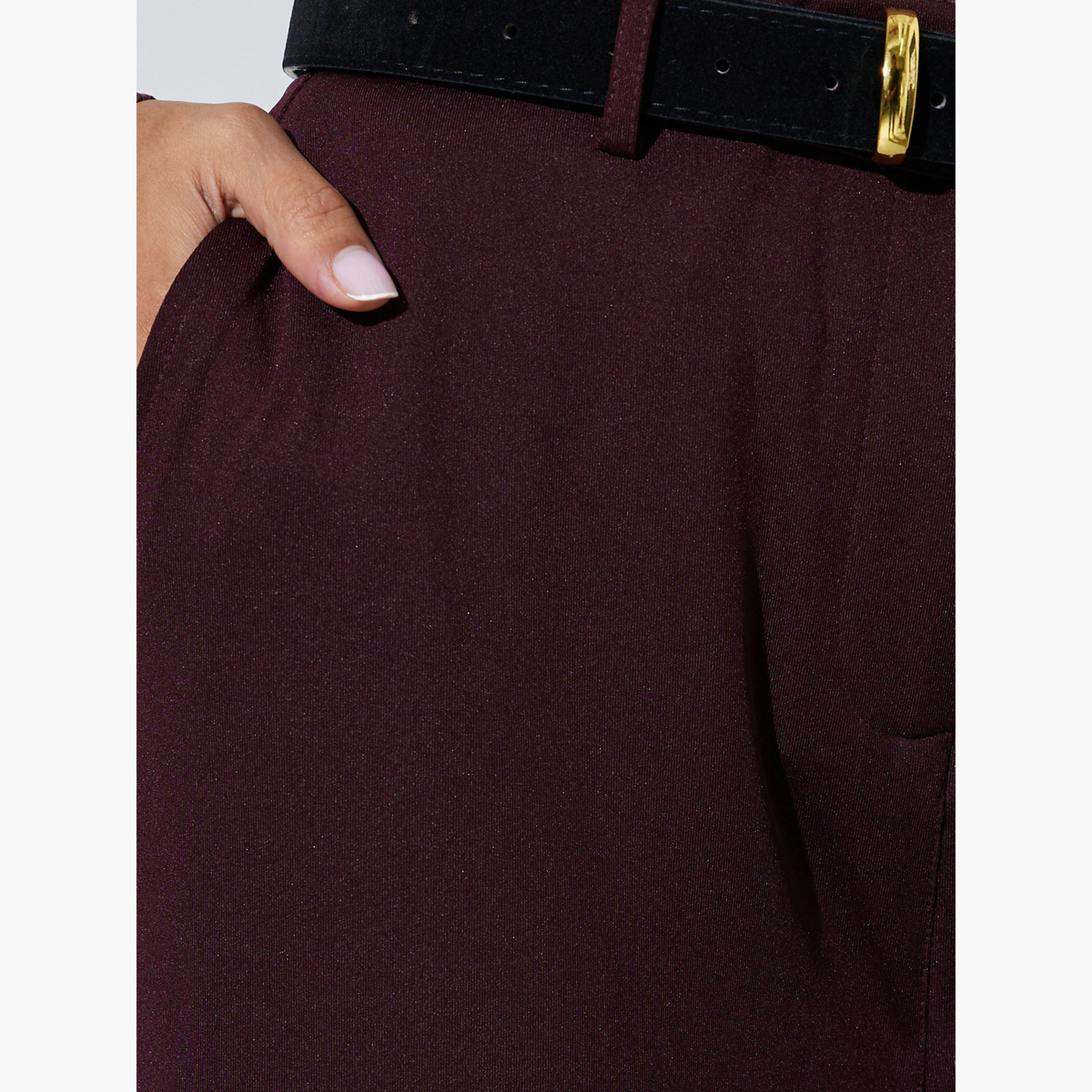 Styli Burgundy Scuba Wide Leg Trousers-women-clothing-bottoms-trousers-image-3