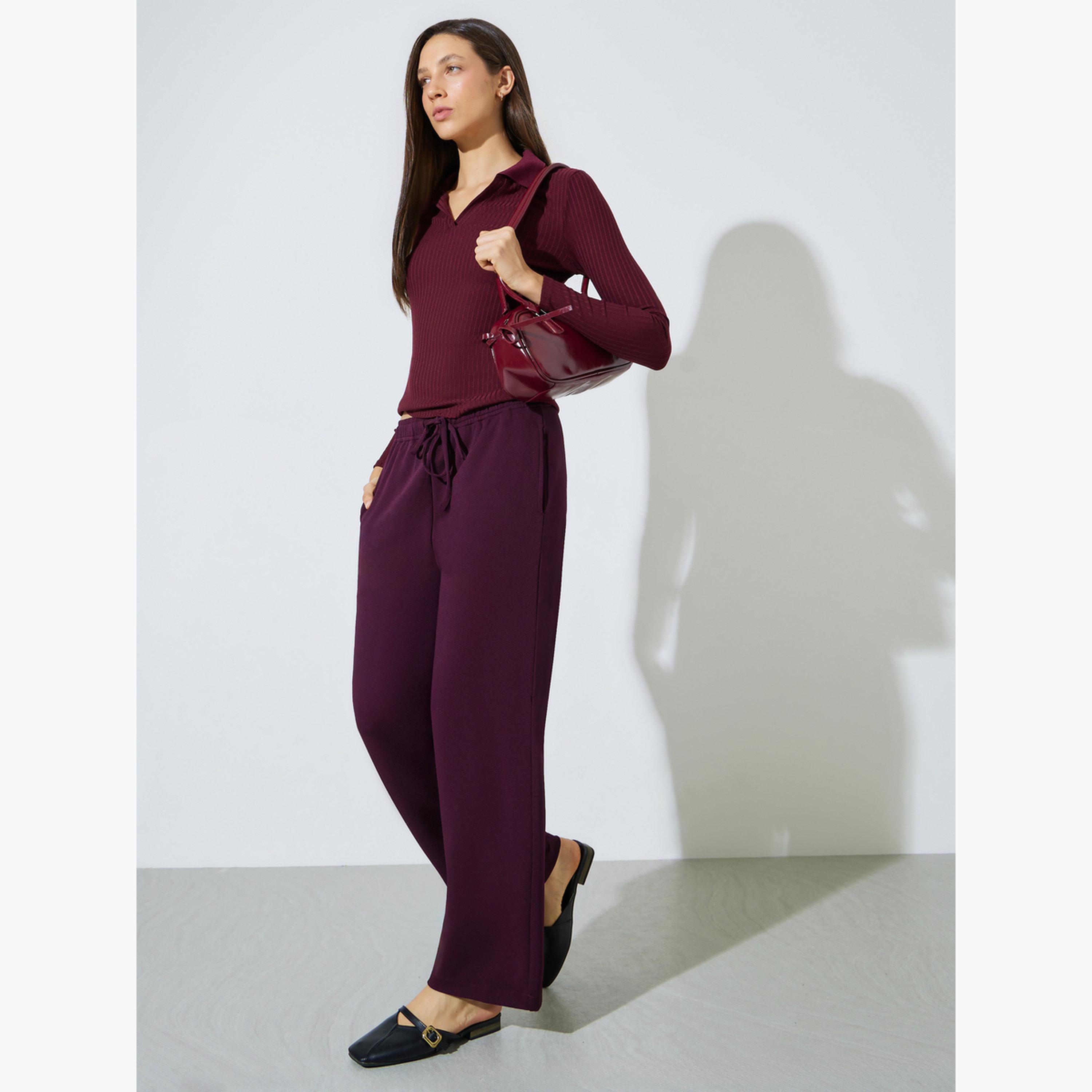 بنطال برباط وقصة مستقيمة-women-clothing-bottoms-joggers-image-2