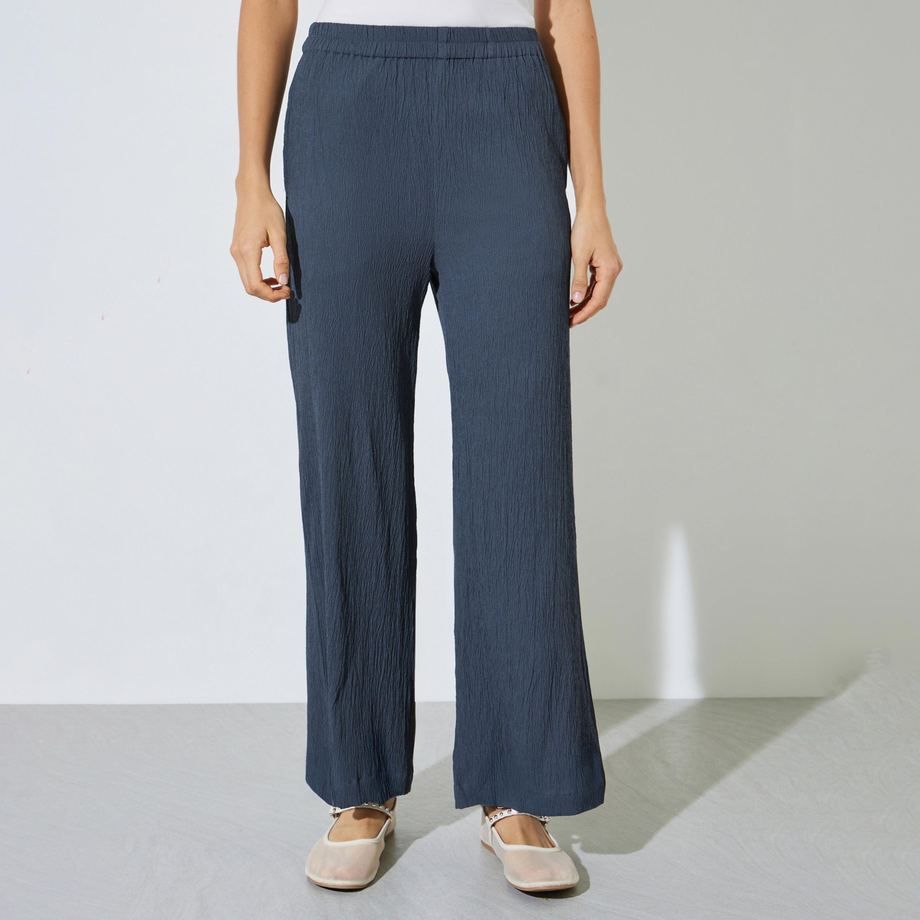 بنطال بأرجل واسعة وخصر مطاطي-women-clothing-bottoms-joggers-image-1