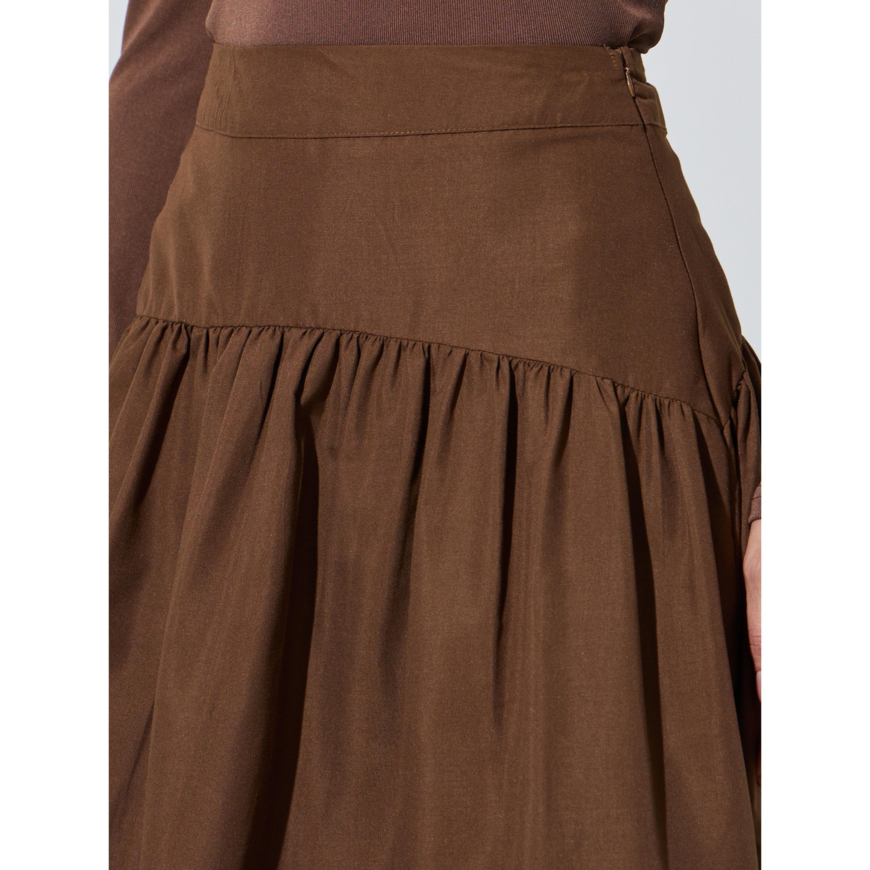 تنورة ميدي واسعة بفتحة جانبية وتفاصيل كشكشة وجزء علوي-women-clothing-skirts-image-3
