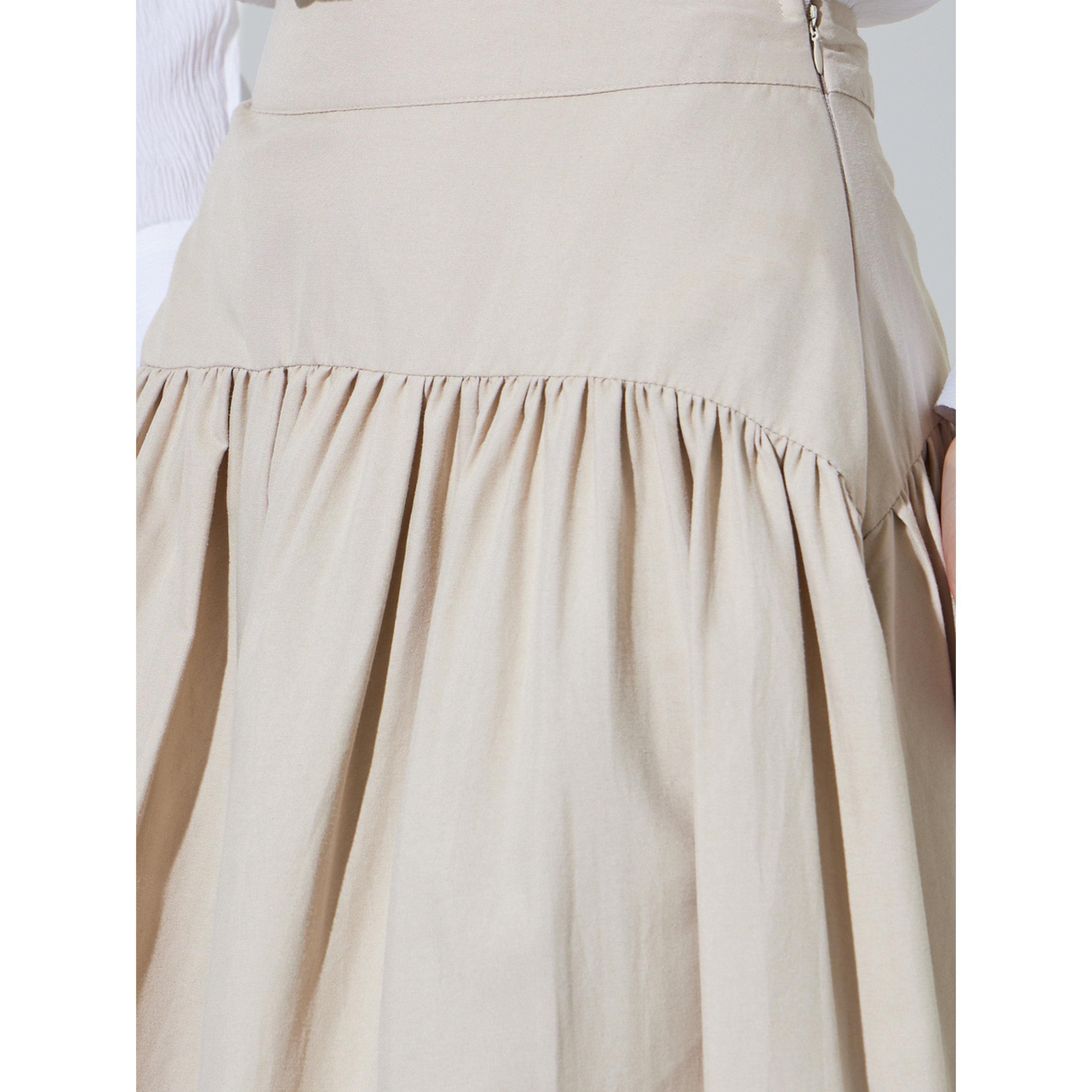 تنورة ميدي واسعة بفتحة جانبية وتفاصيل كشكشة وجزء علوي-women-clothing-skirts-image-3