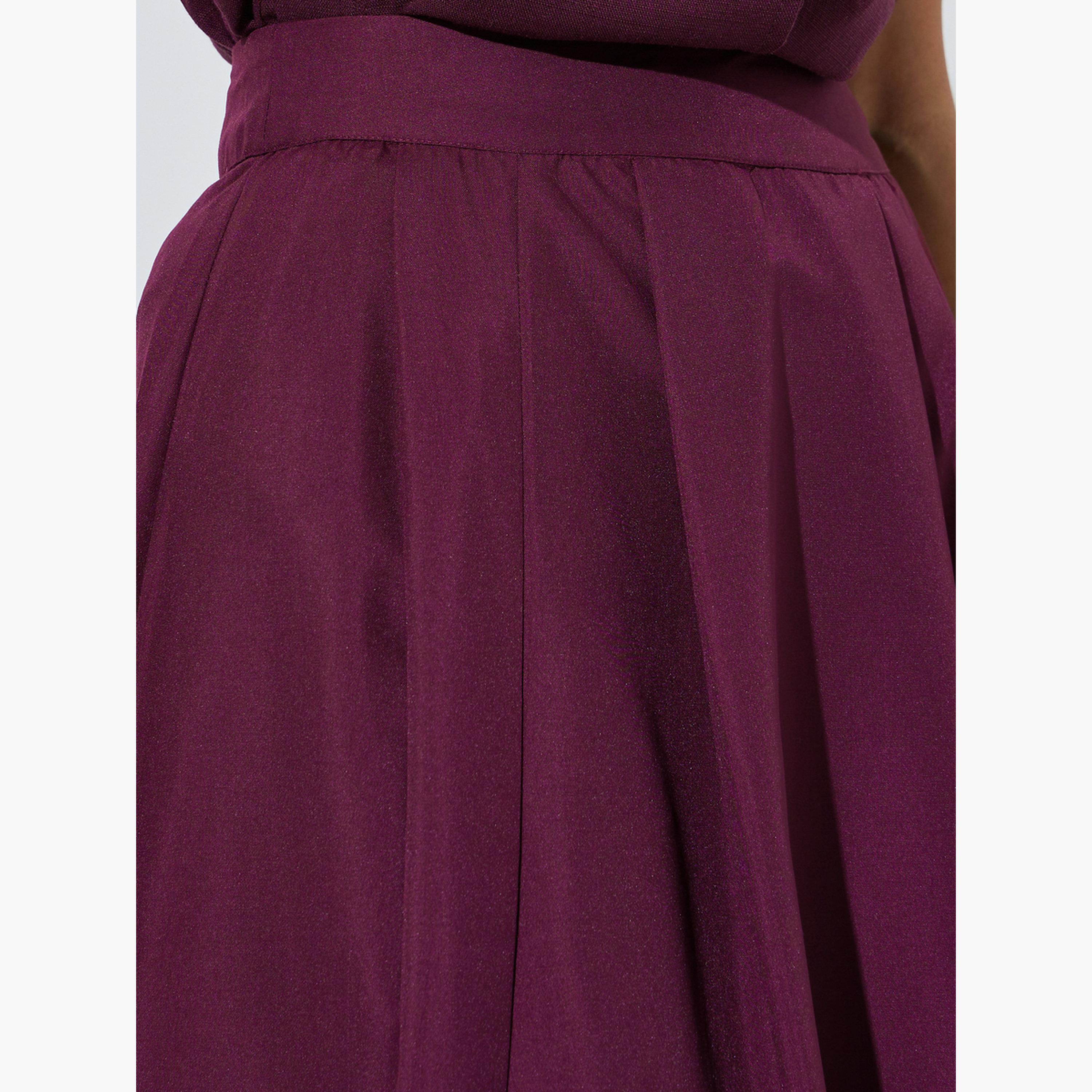 Styli Burgundy Knife Pleated A-Line Maxi Skirt-women-clothing-bottoms-skirts-image-3
