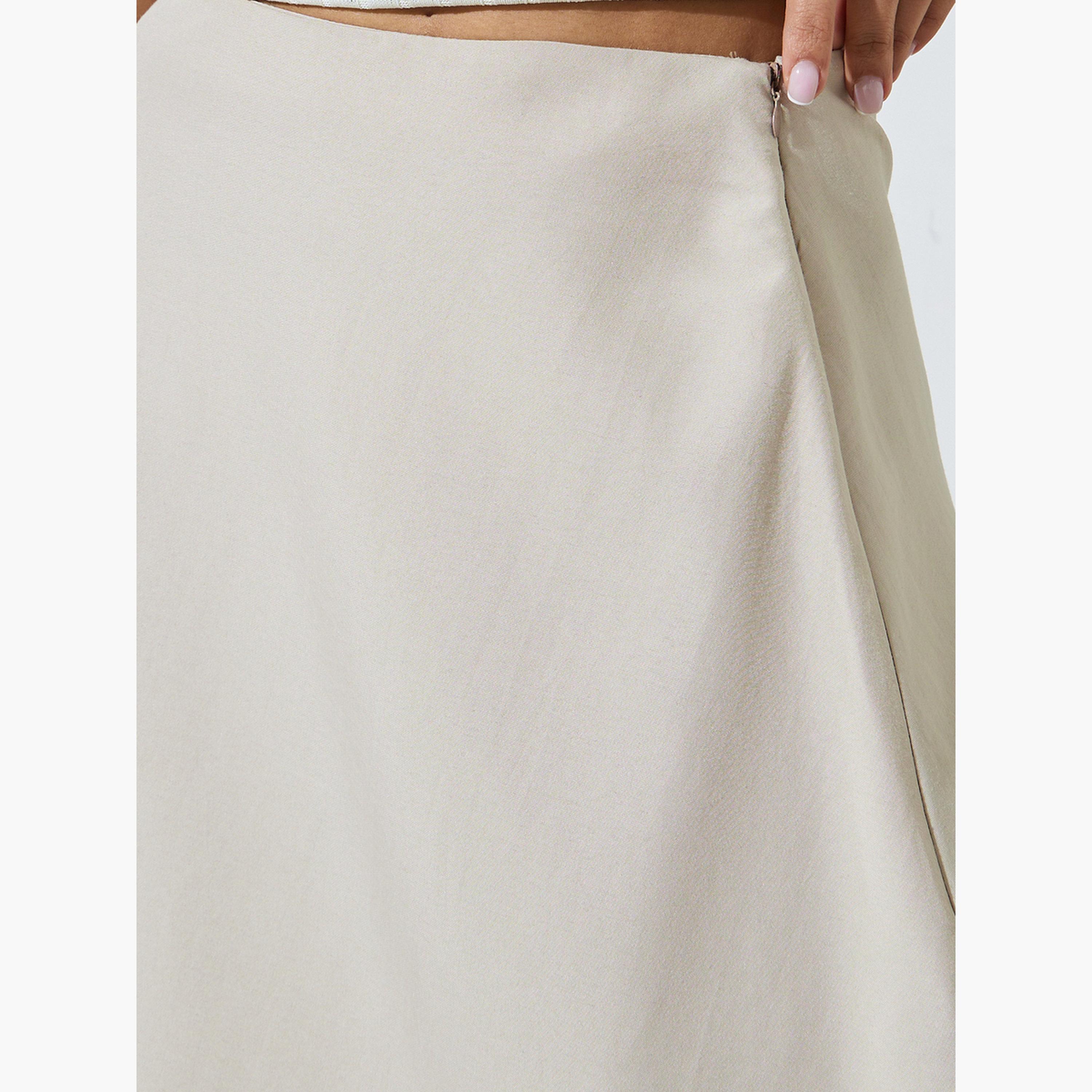 Styli Cream Solid A-Line Maxi Skirt-women-clothing-bottoms-skirts-image-3