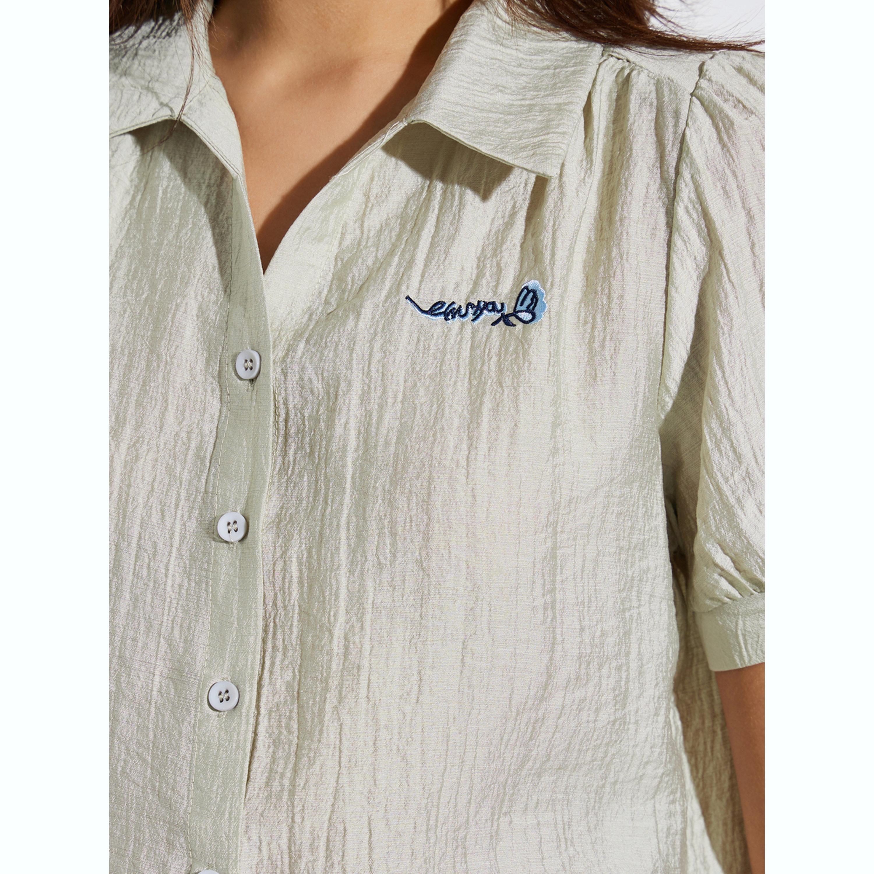 بلوزة بأكمام منفوخة وتفاصيل بارزة الملمس-women-clothing-shirtsandblouses-shirts-image-5