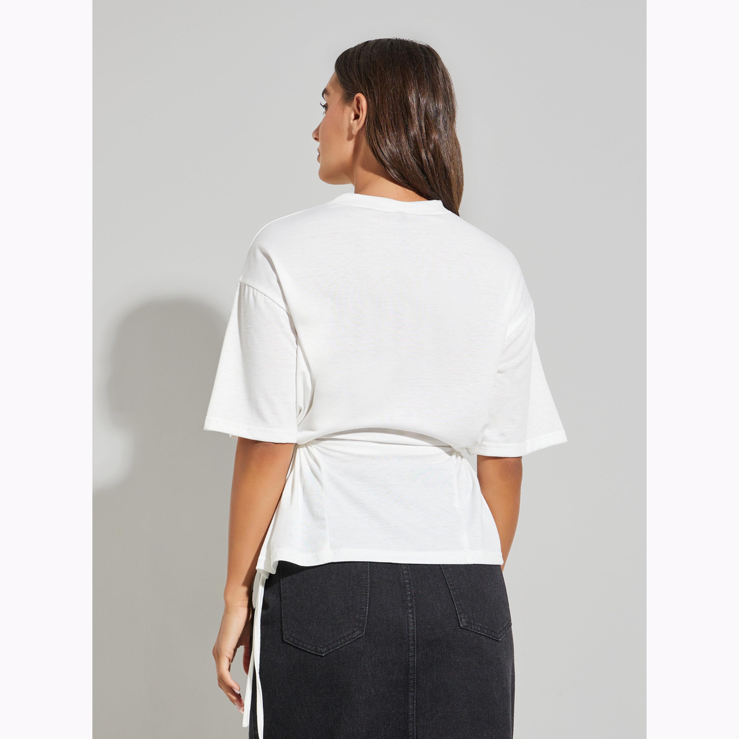 Styli White Tie-Side Detail T-Shirt-women-clothing-shirtsandblouses-blouses-image-3