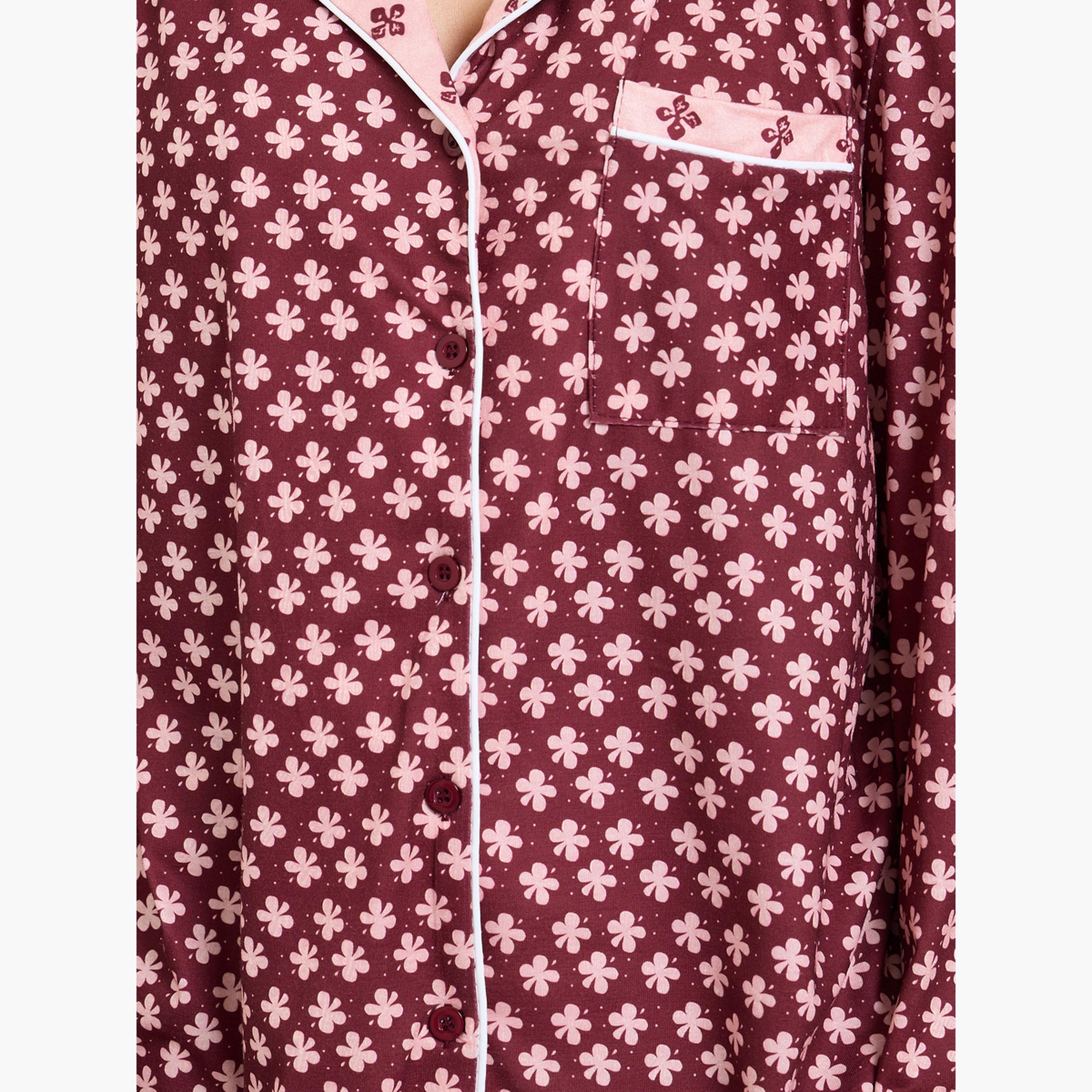 طقم بيجاما من بنطال وبلوزة بتفاصيل مُتباينة-women-clothing-nightwear-pyjamas-longsets-image-5