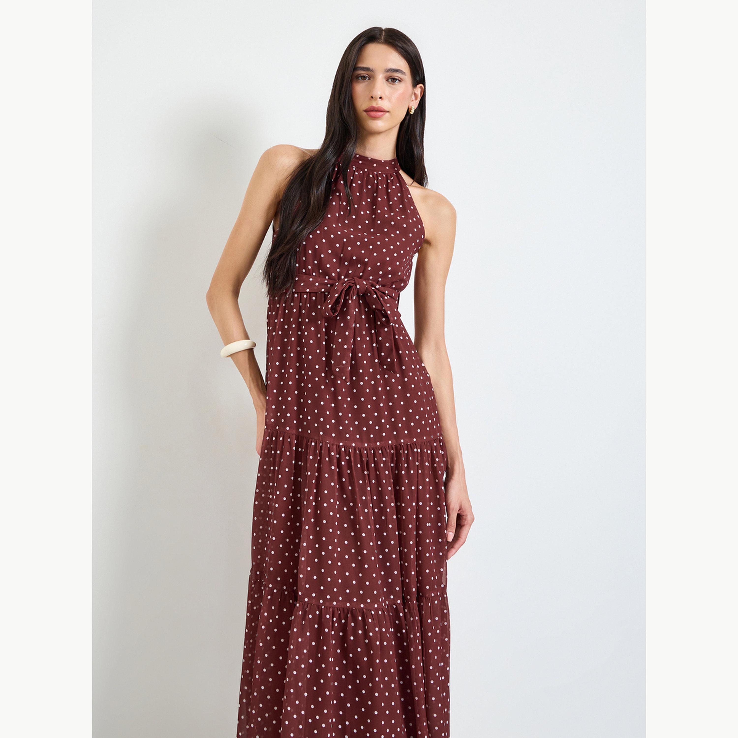 فستان طويل متعدد الطبقات بنمط منقط-women-clothing-dresses-image-2