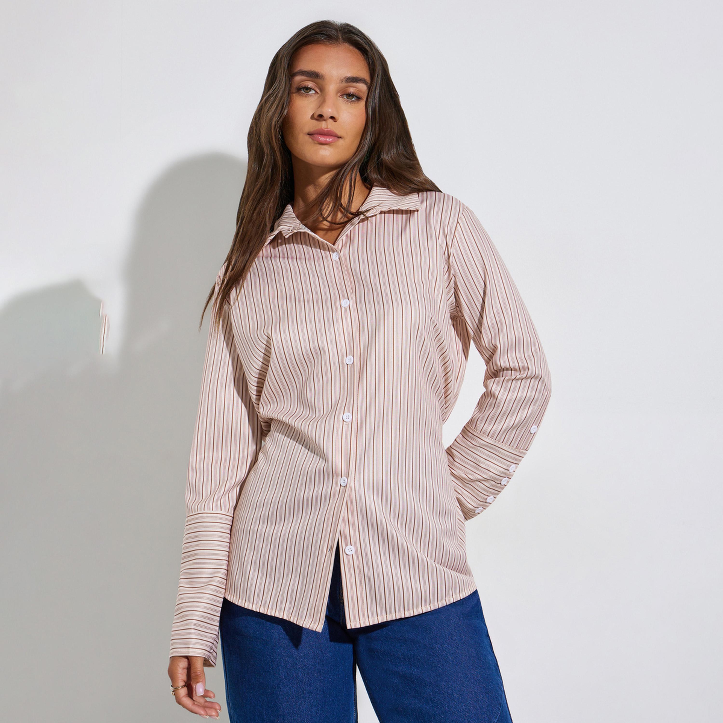 Styli Striped Long Sleeve Oversized Shirt-women-clothing-shirtsandblouses-shirts-image-1
