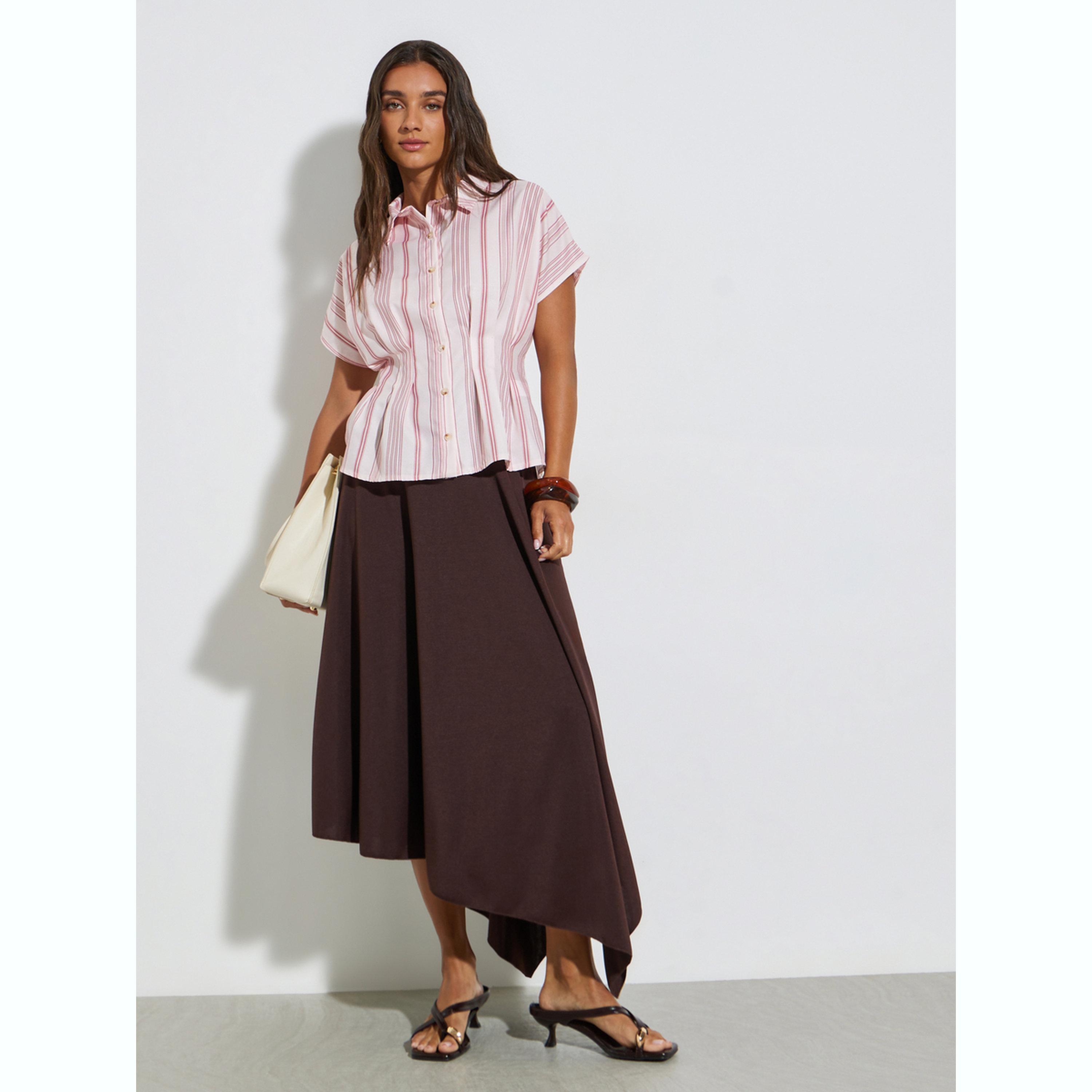 Styli Striped Short Sleeve Shirt-women-clothing-shirtsandblouses-shirts-image-2