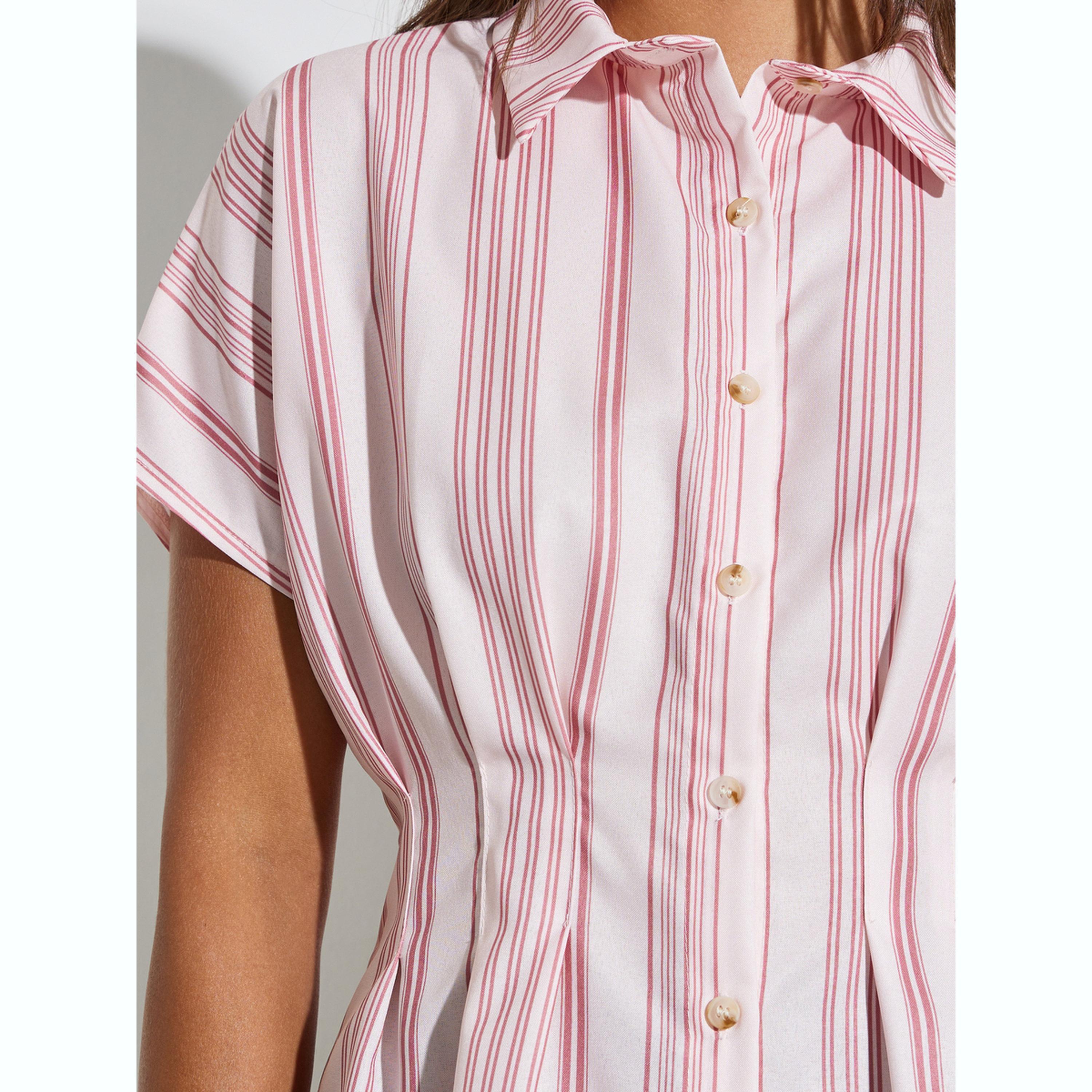 Styli Striped Short Sleeve Shirt-women-clothing-shirtsandblouses-shirts-image-4