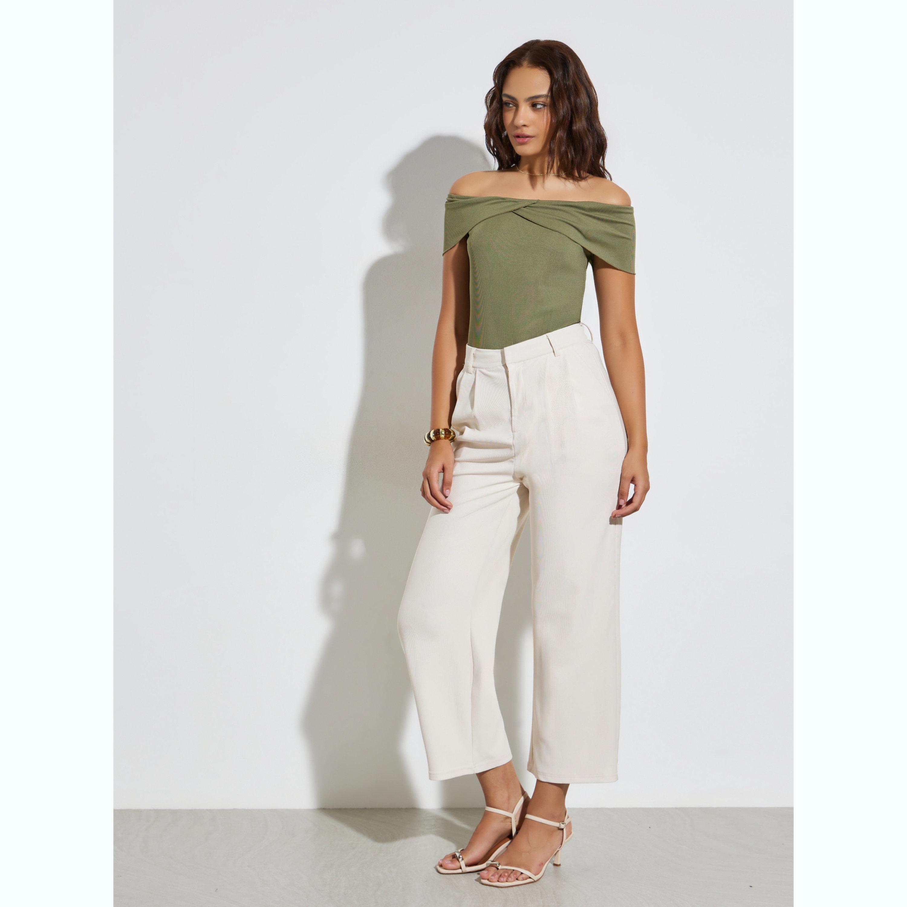 Styli Green Ribbed Off Shoulder Knit Top-women-clothing-shirtsandblouses-blouses-image-2