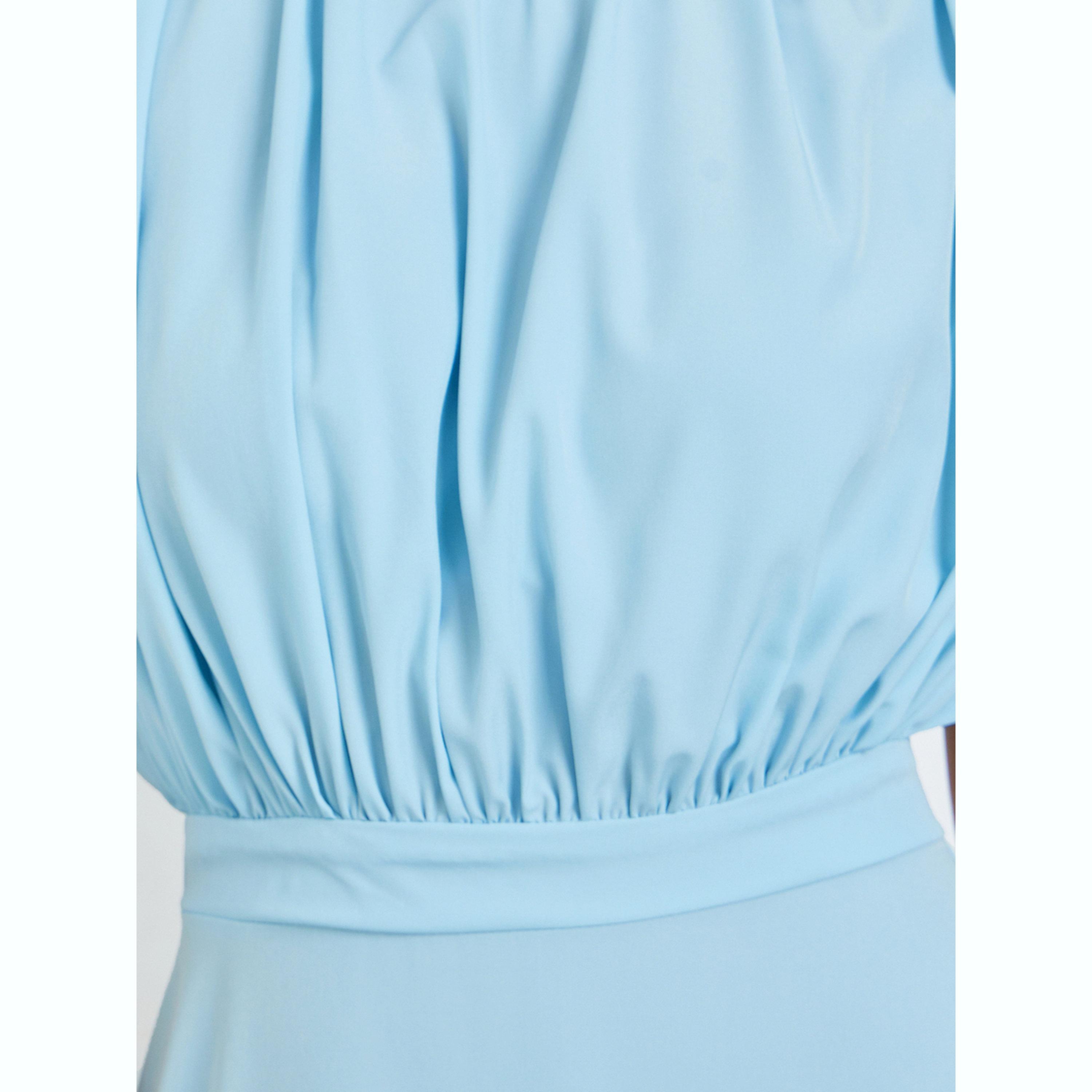 فستان ميدي بحافة واسعة بنمط بلوزون سادة-women-clothing-dresses-image-5